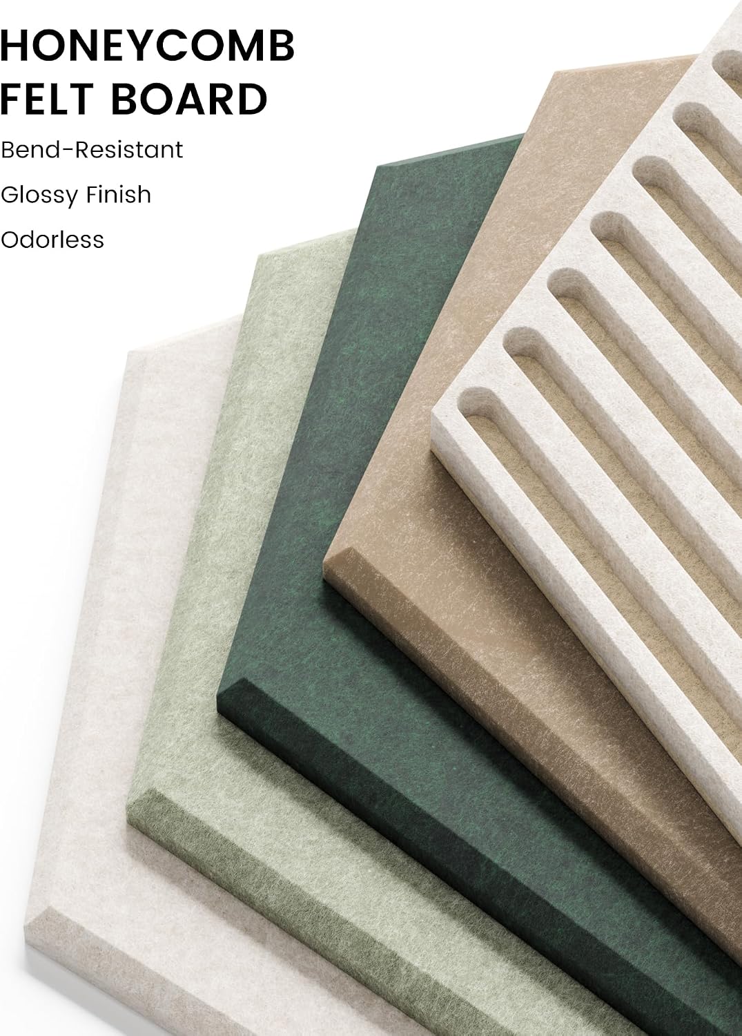 Fluxynara 12-Pack Hexagon Felt Bulletin Board Tiles, Nordic Moss