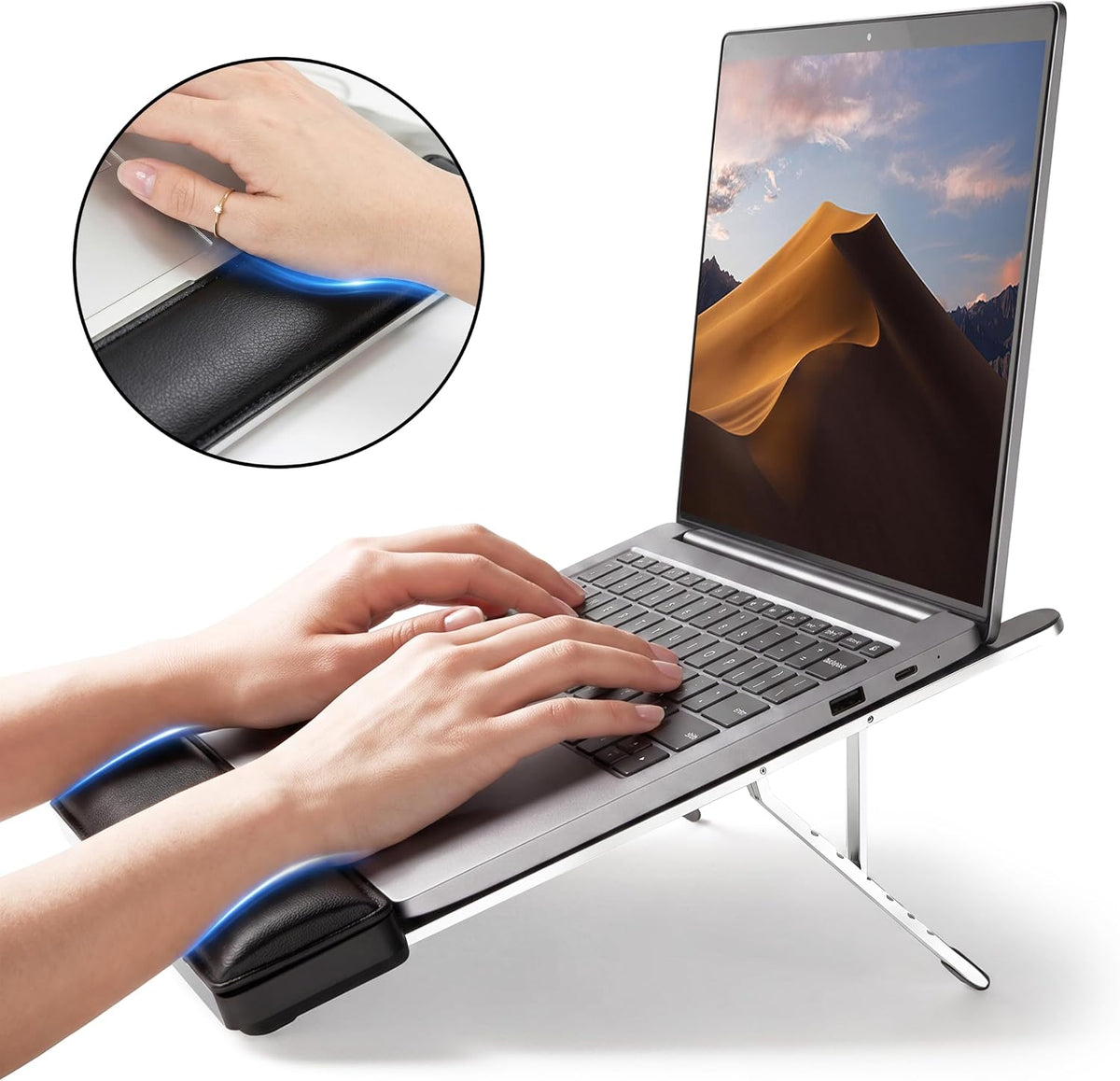 Laptop Stand for Desk, Adjustable Laptop Riser with Wrist Rest
