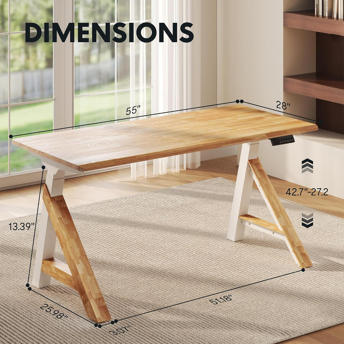 FLEXISPOT 55 x 28 Inch WoodiX Solid Wood Executive Standing Desk, Maple