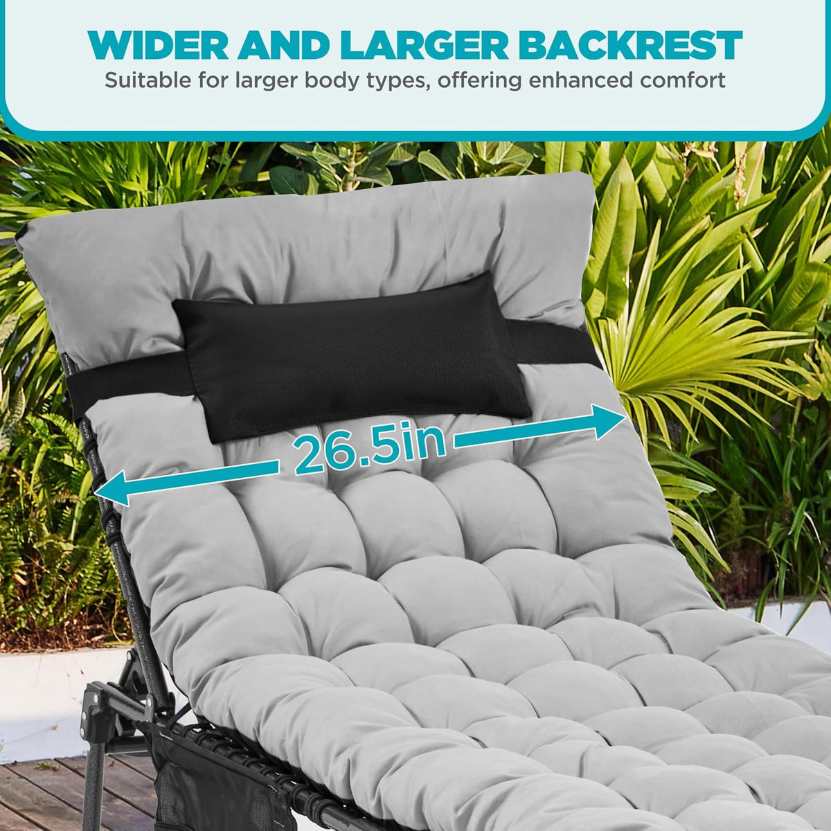 Yaheetech Outdoor Tanning Chair with Face Hole & Removable Cushion Black