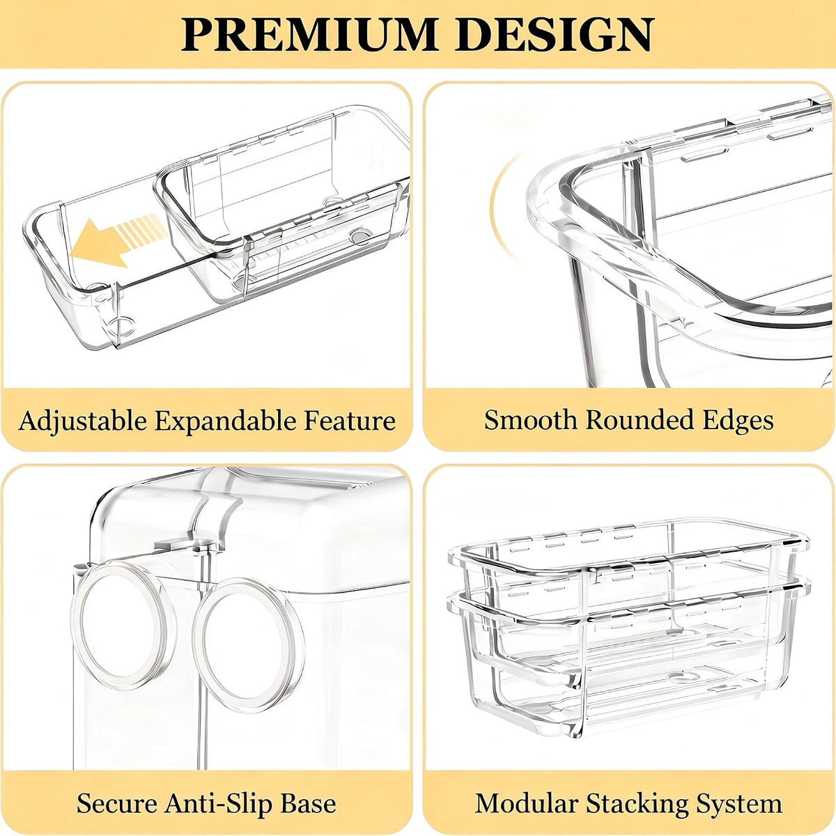 20 PCS Expandable Clear Drawer Organizers, 3-Size Extendable Drawer Dividers,...