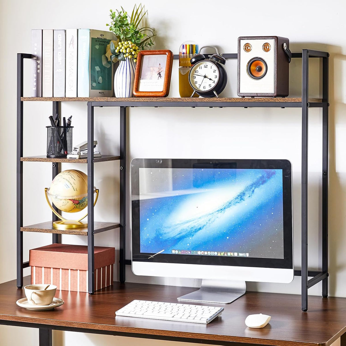 IBUYKE Desk Shelf,Computer Desktop Bookcase,37.8 Inch Multipurpose Wood Desk ...