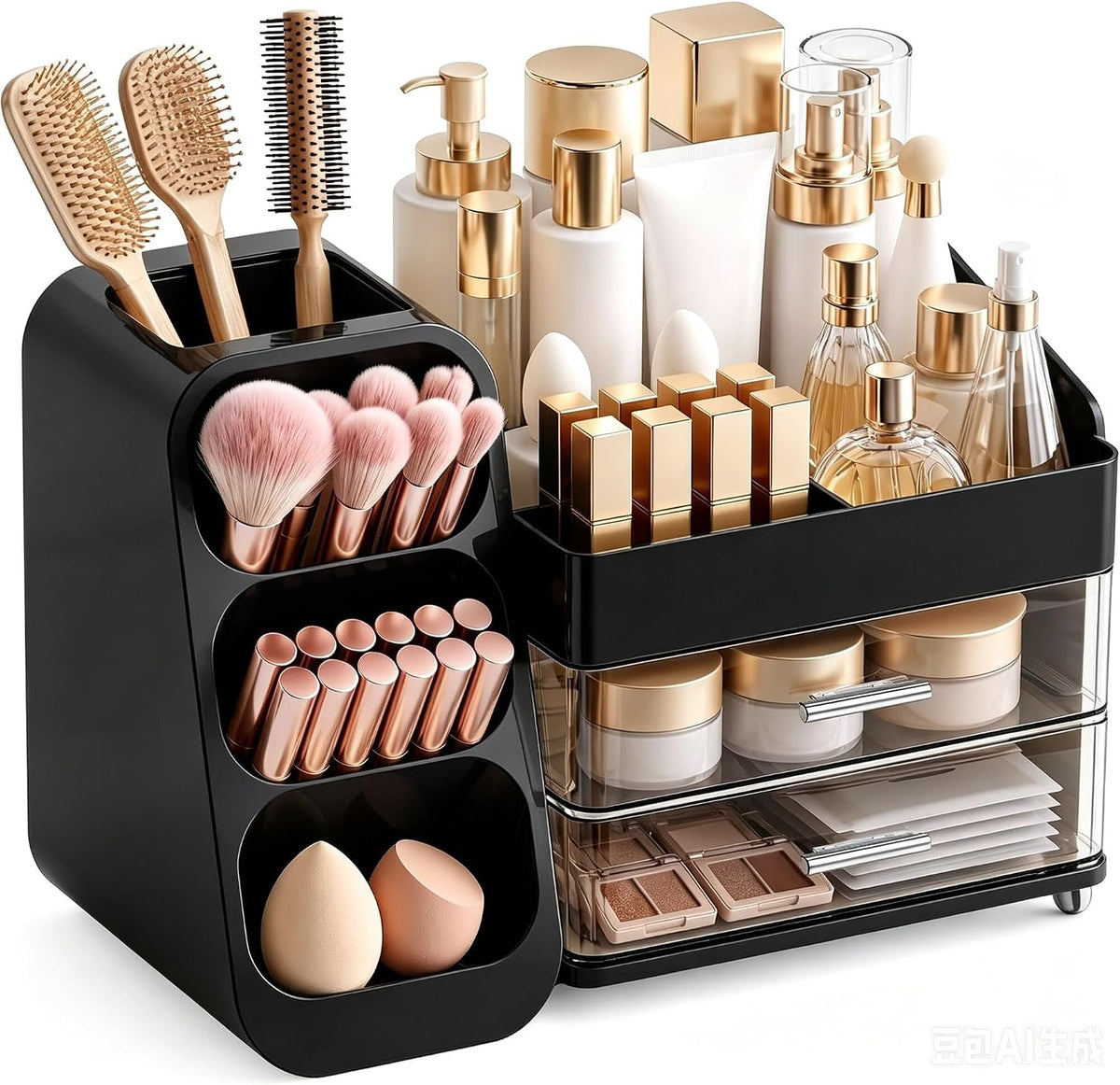 Makeup Organizer with Drawers, Large Capacity Countertop Organizers for Vanit...