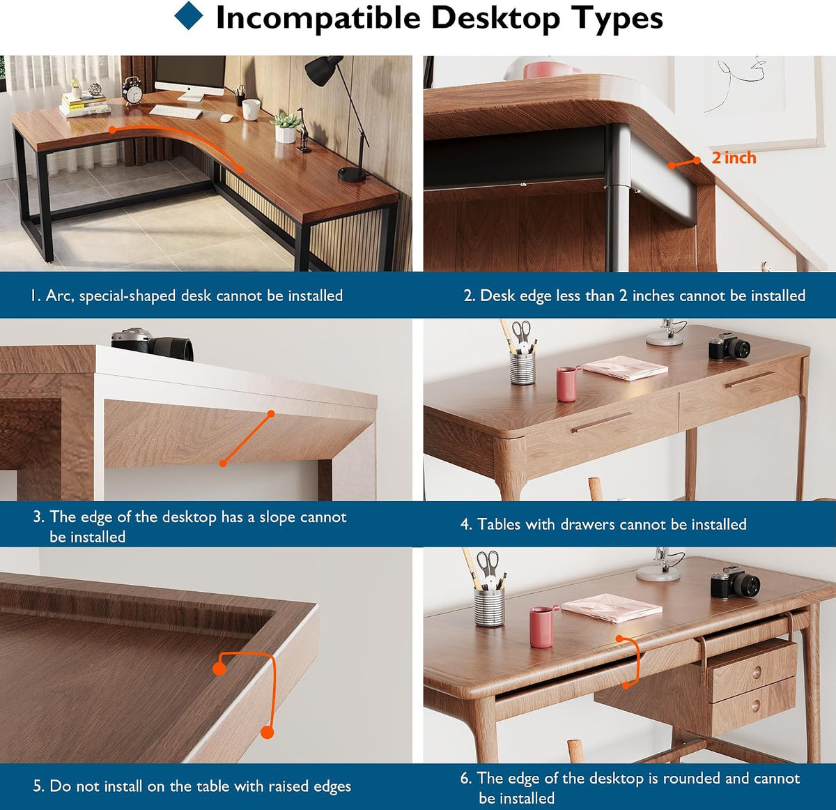 BONTEC Ergonomic Desk Extender Tray, 9.5"x9.1" Table Mount Arm Wris...