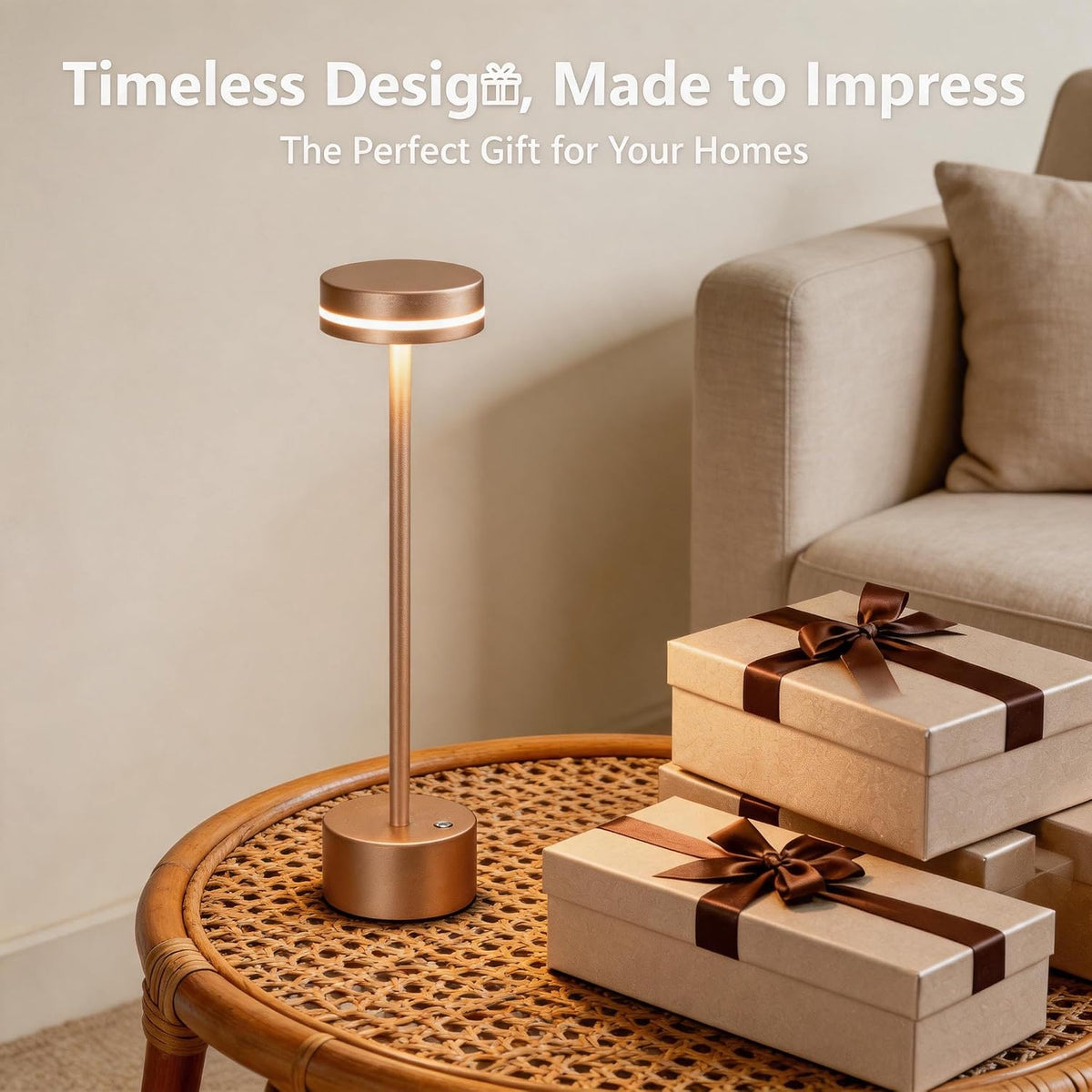 2 Pack Cordless Table Lamps, 5000 mAh Rechargeable Touch LED Lamps