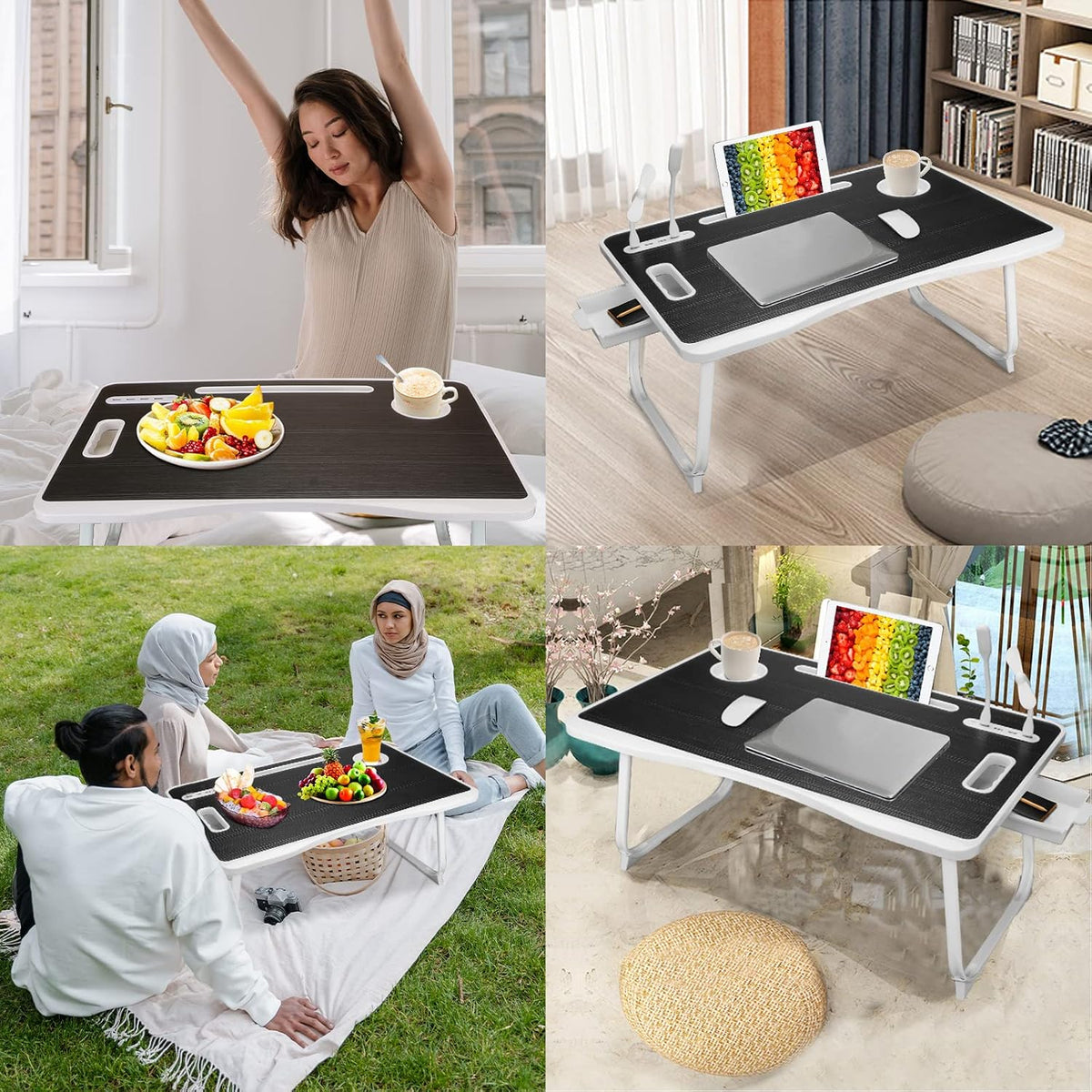 Laptop Bed Table, Laptop Desk for Bed, Foldable Laptop Bed Desk with USB Char...
