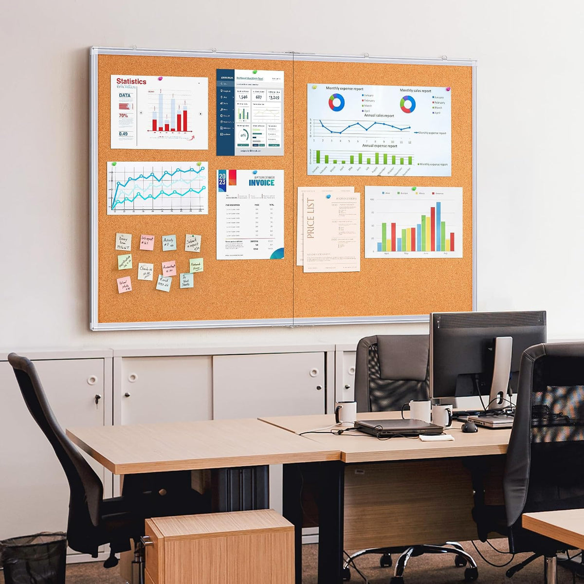 Maxtek Cork Board 60 x 36 in, Large Bulletin Board for Wall Aluminum Framed