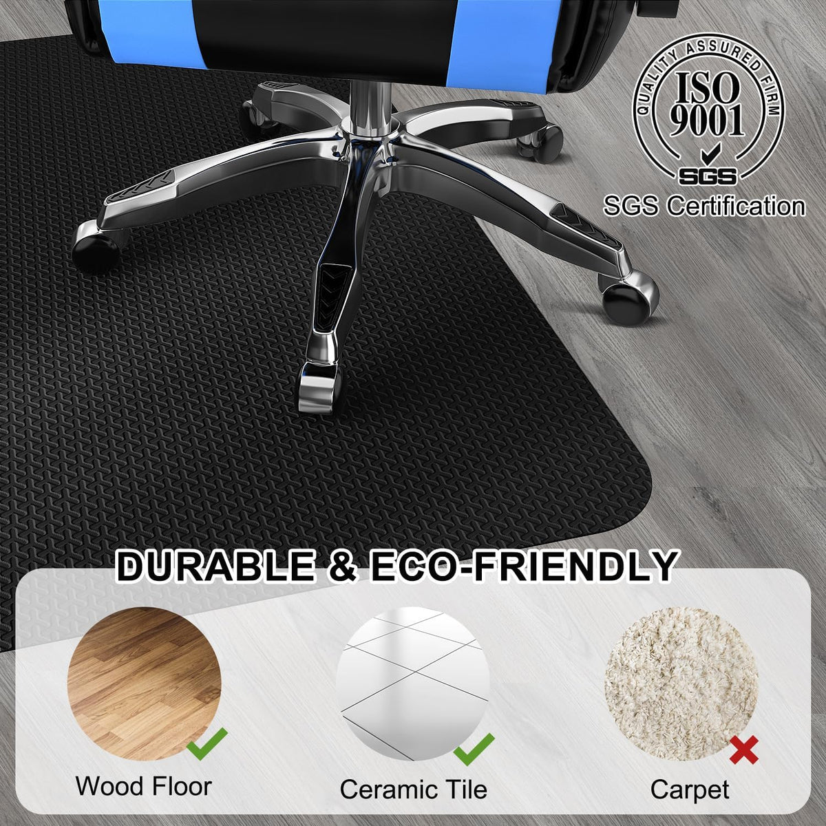 Office Chair Mat for Hard Floor, 60"x75" Large Durable Computer Cha...