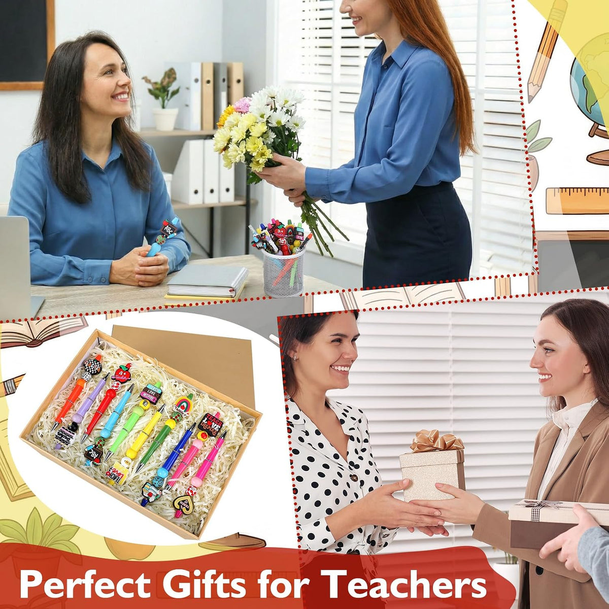 50 Sets Teacher Pen Kits: Teacher DIY Refillable Beadable Pens Set