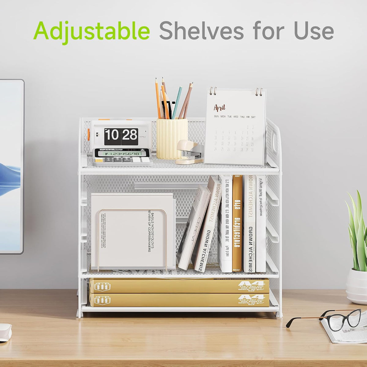 Cawukege 2 Pack 5 Tier Paper Organizer, Letter Tray with Handle, Mesh Desk Or...