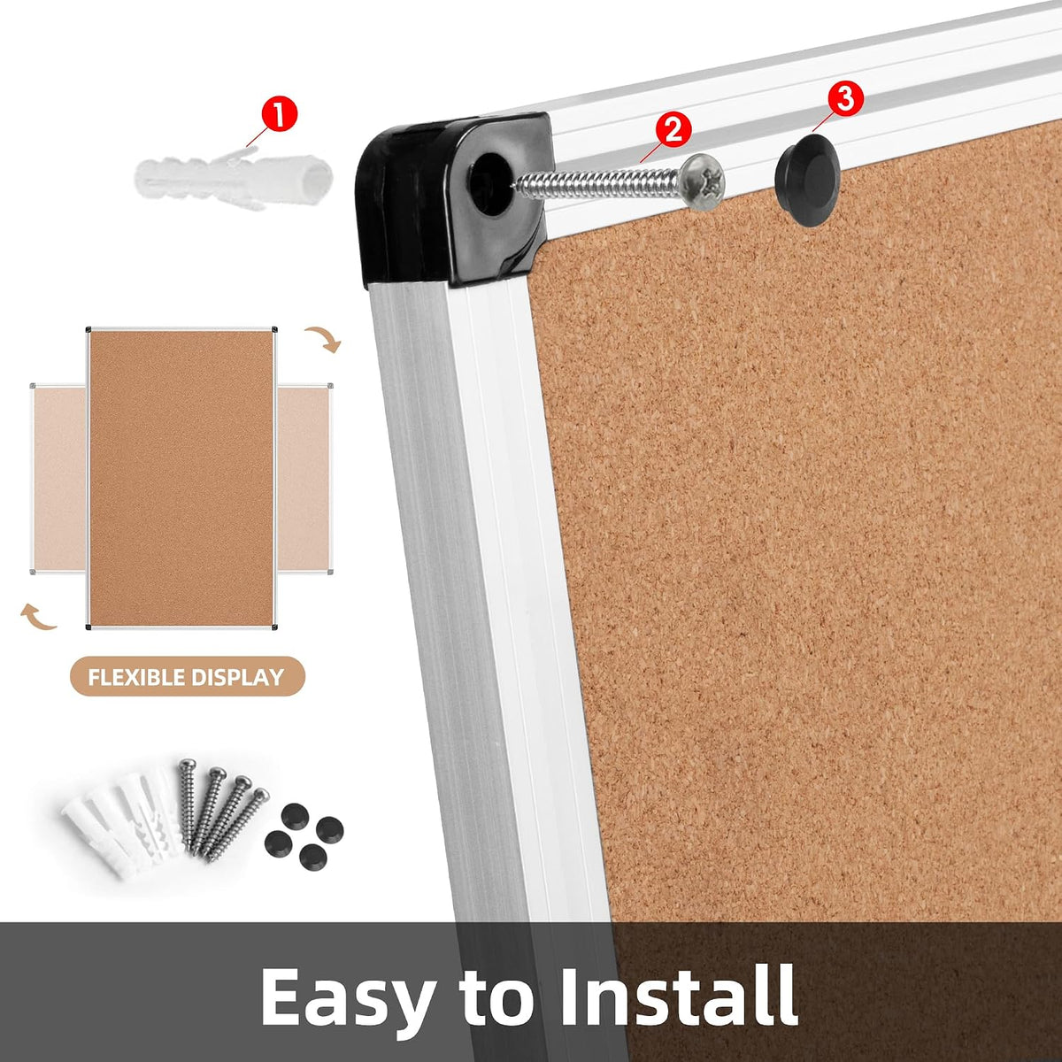 Extra Large Cork Bulletin Board 60" X 48", Silver Aluminum Framed 5...