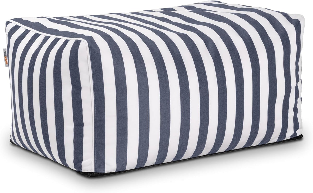 Jaxx Leon Outdoor Bean Bag Ottoman, Navy Striped