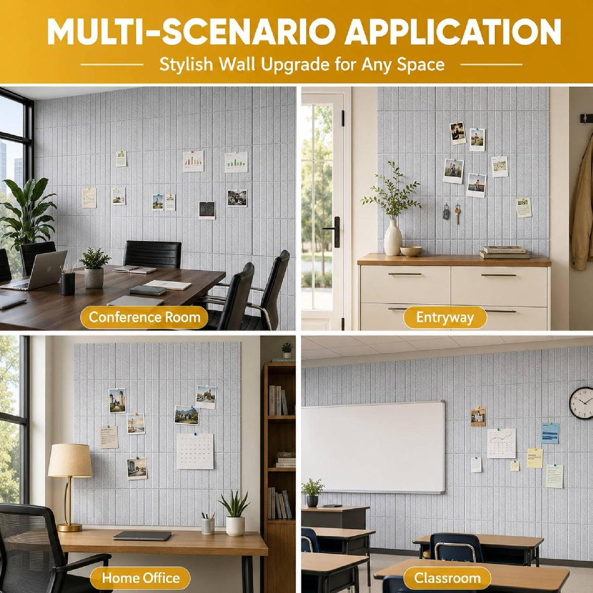 16 Pack Large Felt Bulletin Board & Cork Boards Alternative, 48"x48&...