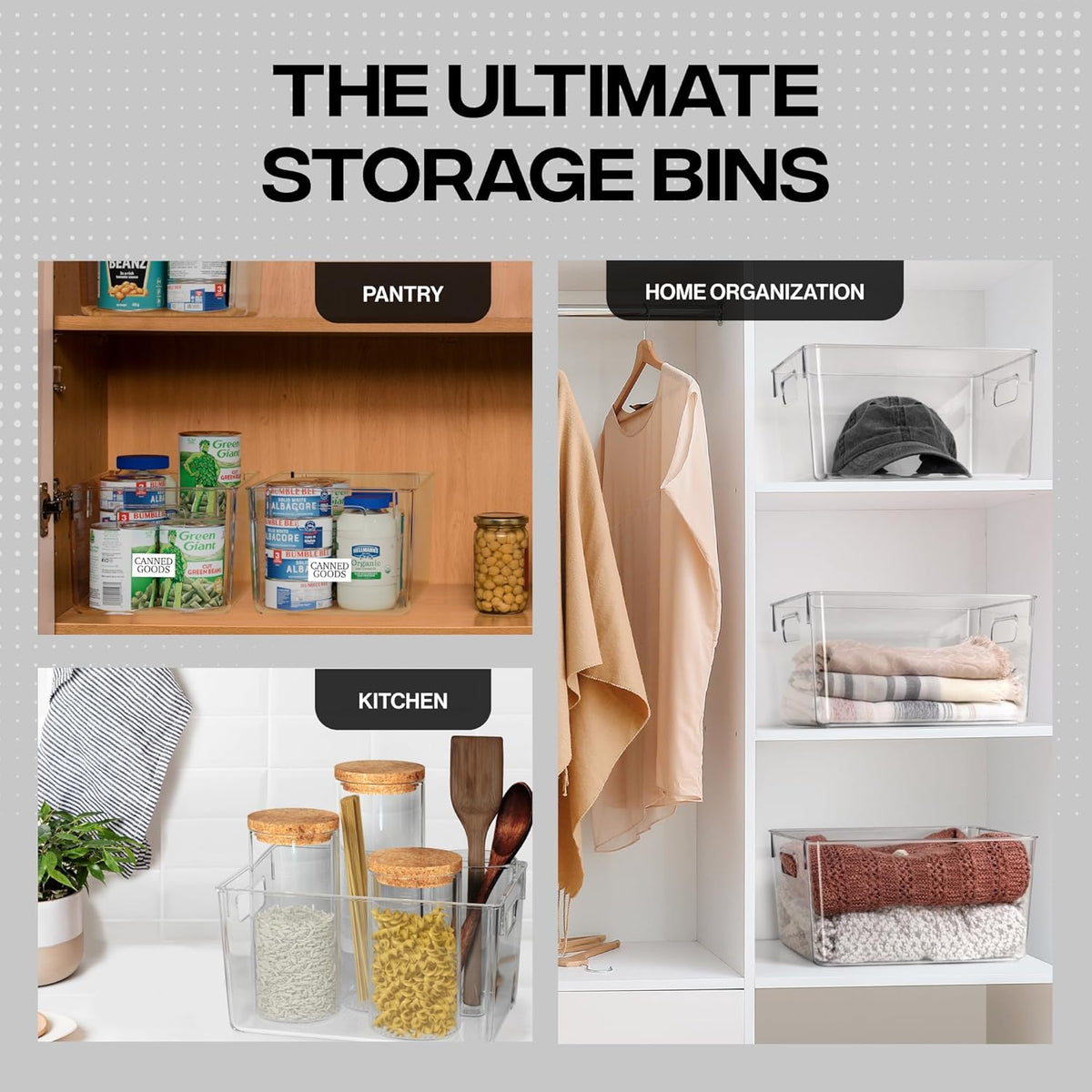 ClearSpace Clear Plastic Storage Bins – Pantry Organizers & Storage Conta...