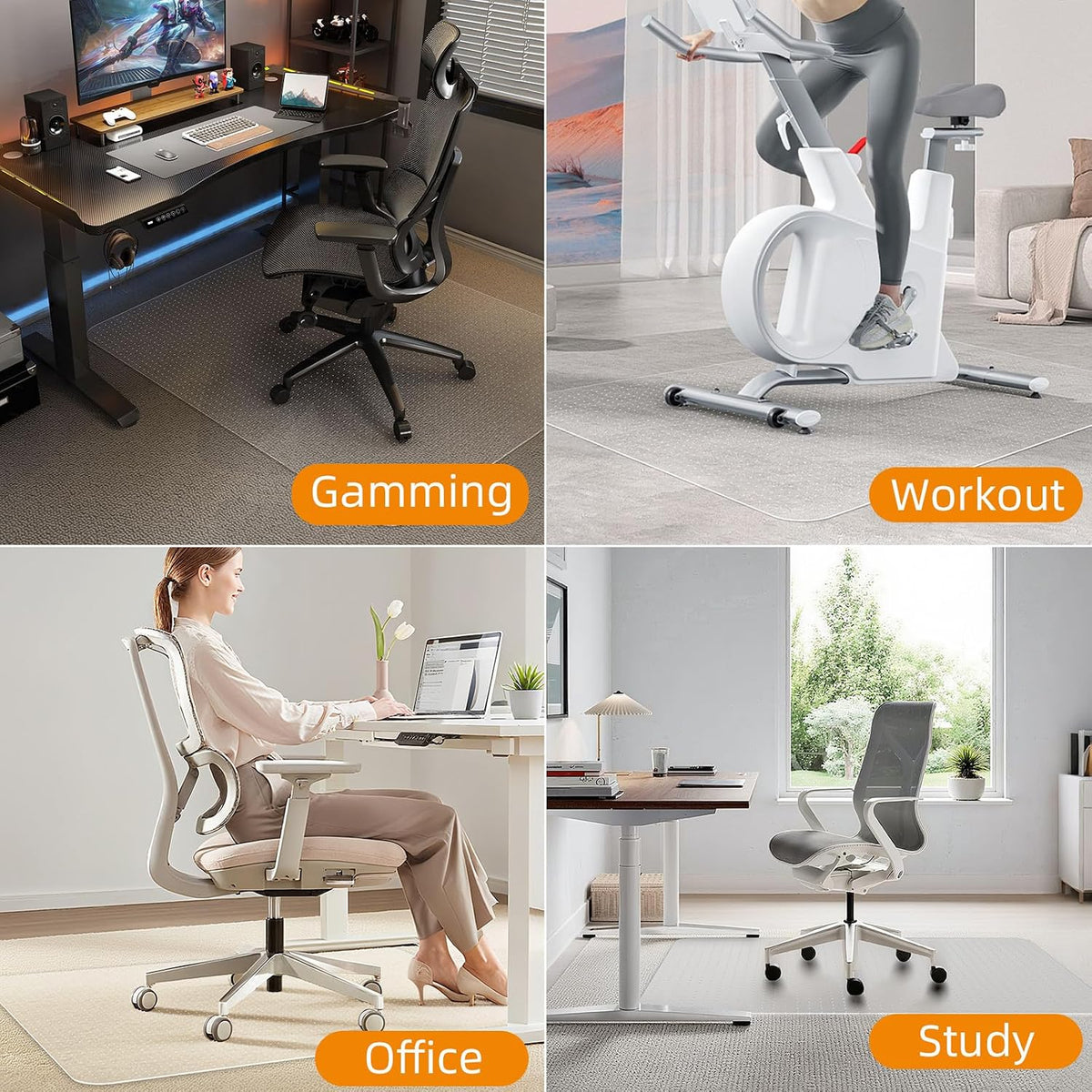 Office Chair Mat for Carpet - 36x48 Inch Plastic Computer Desk Floor Protecto...