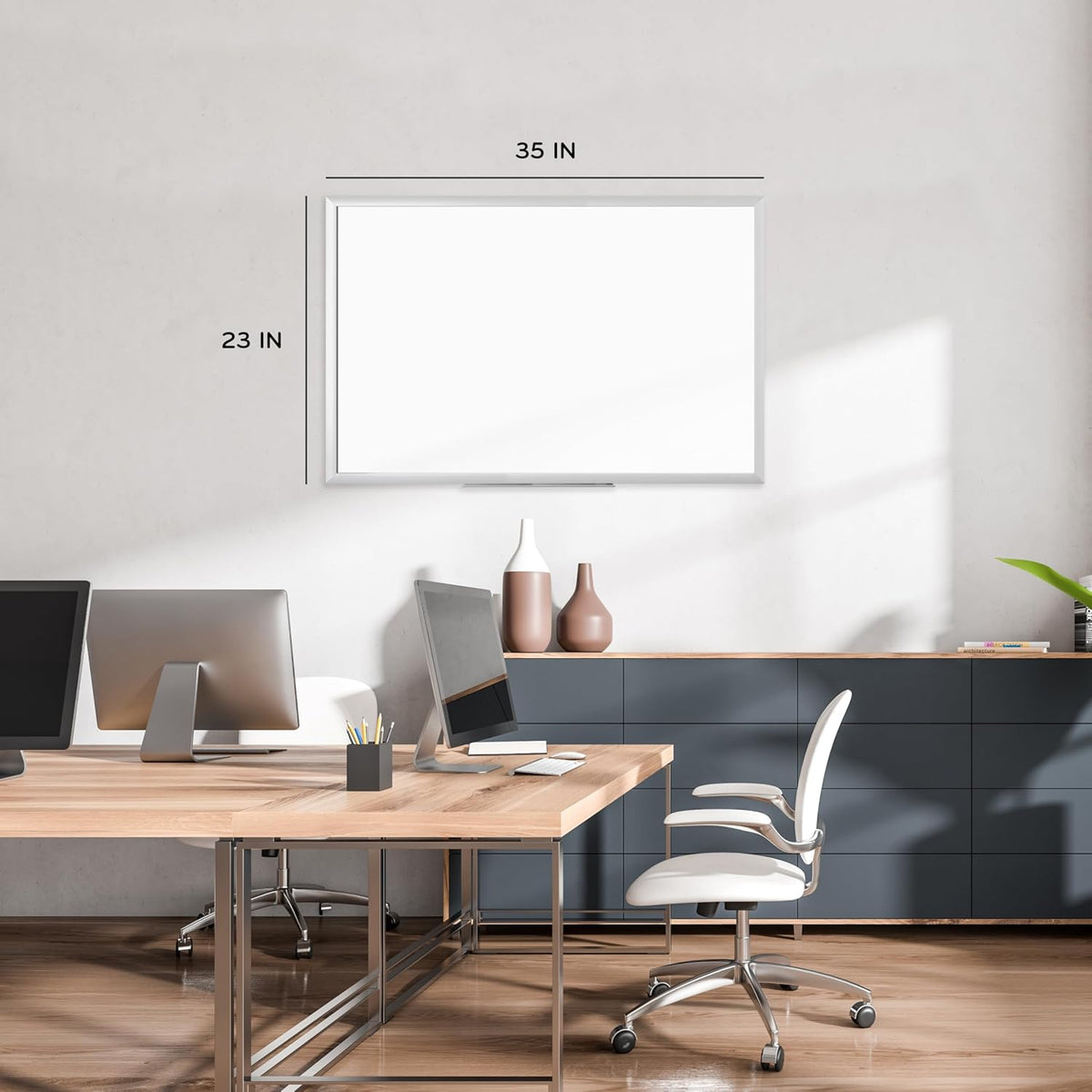 U Brands Magnetic Whiteboard, 36" x 24", Wall Mounted Dry Erase Boa...