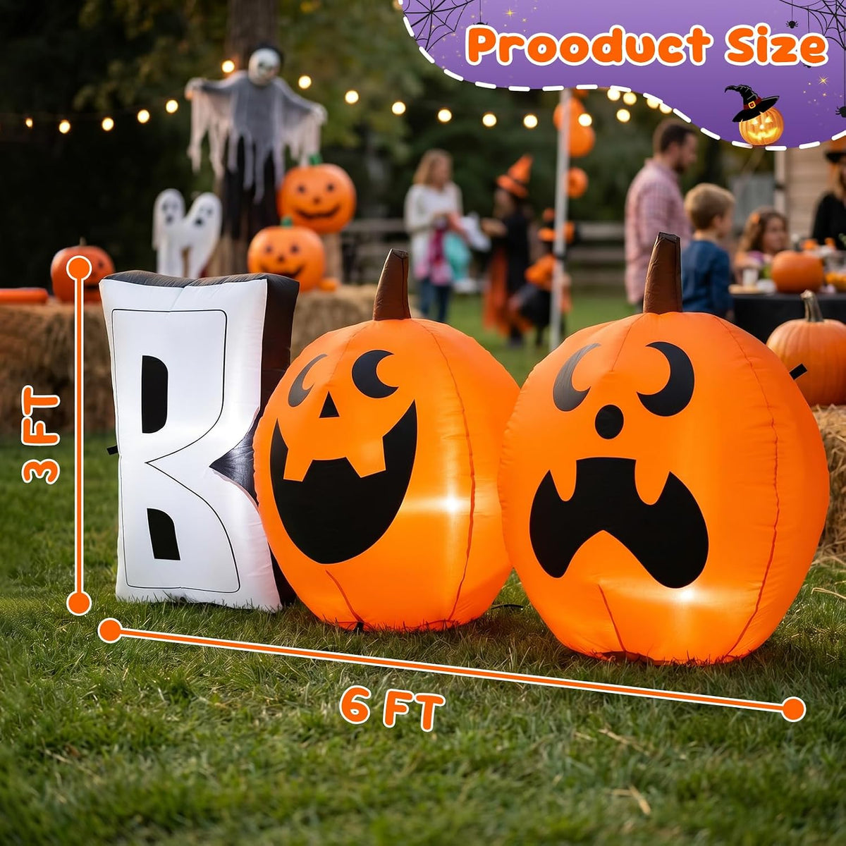 Halloween 6ft Pumpkin Inflatable Decoration,