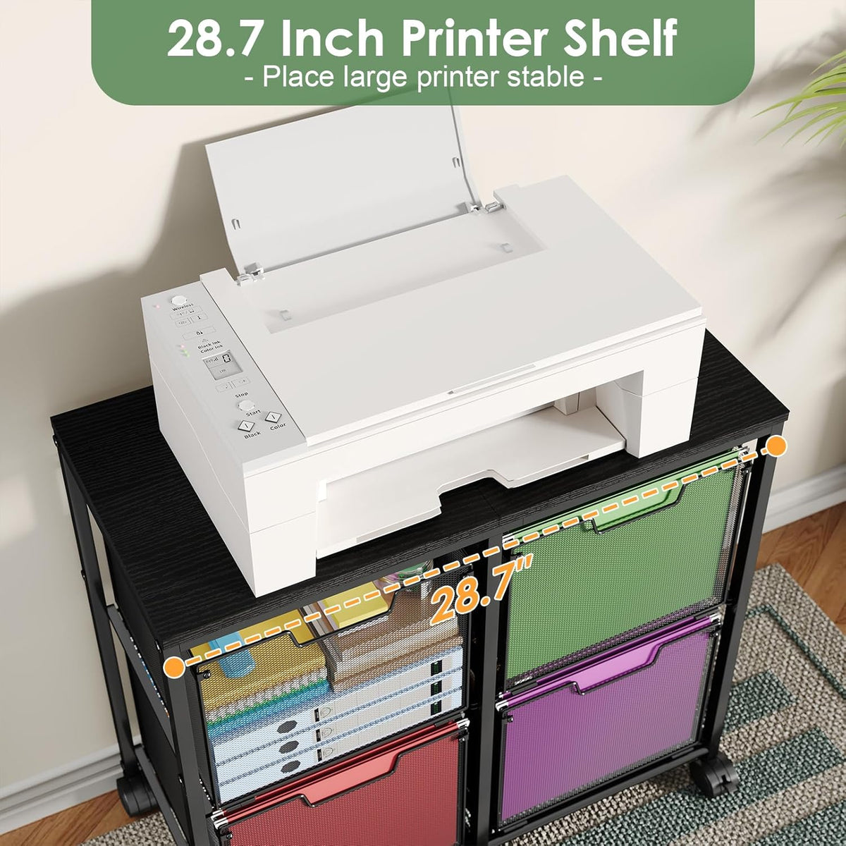 Sbanmao 4 Drawer Lateral File Cabinet, Mobile Filing Cabinet, Printer Stand w...