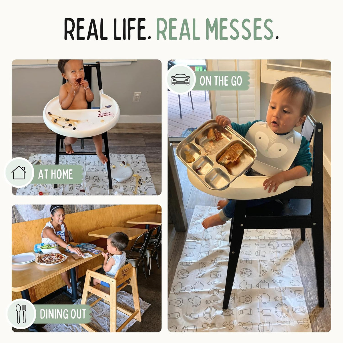 Theo’S Disposable Mats - 60 Count Splat Mat for High Chairs