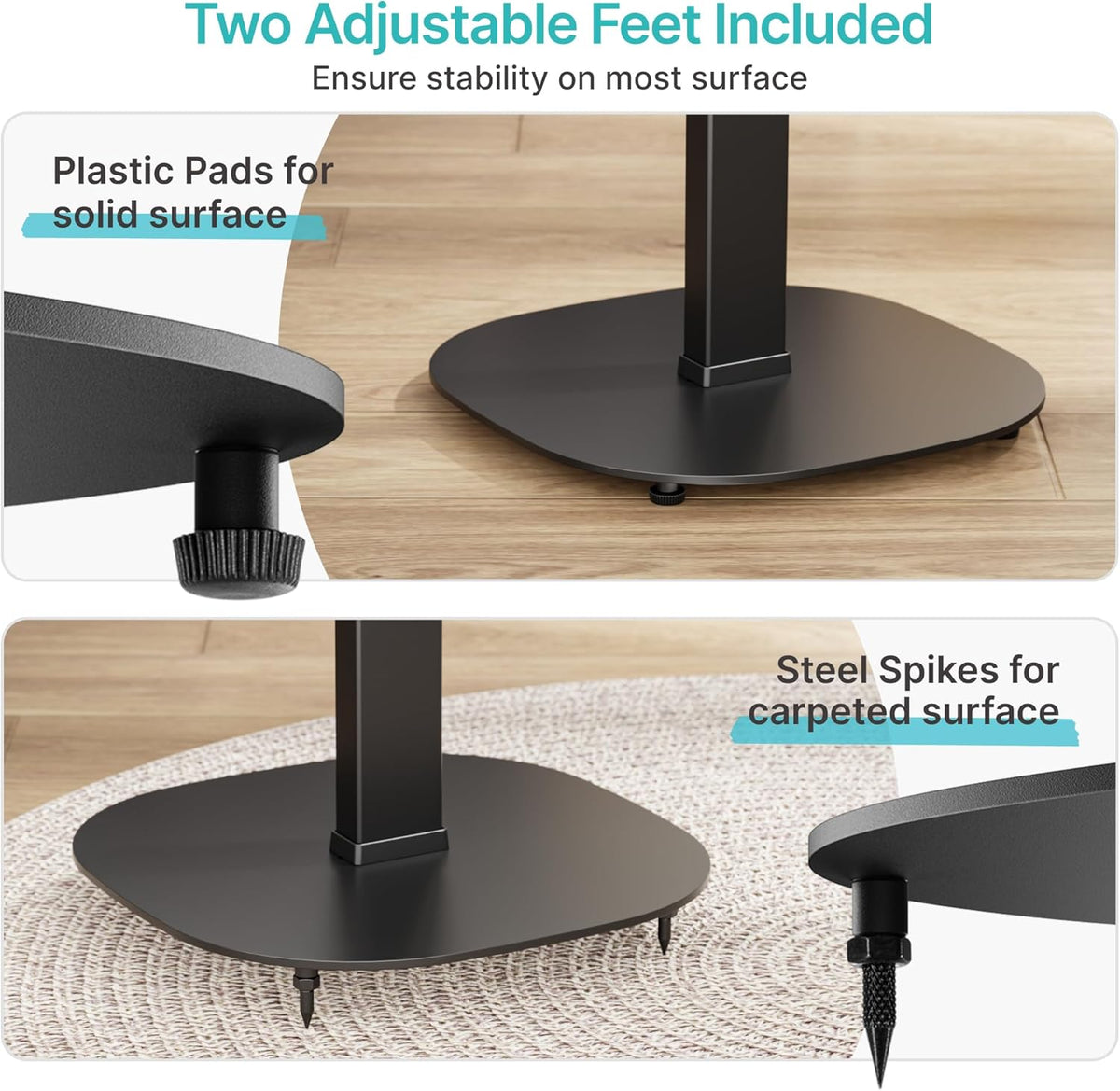 Height-Adjustable Speaker Stand Pair from 28.6" to 46.1",22lbs Capa...