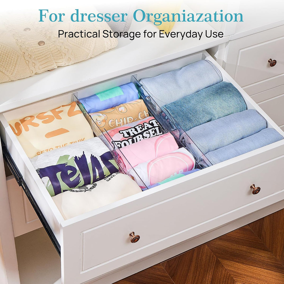 Vtopmart 5" High Drawer Dividers for Clothes 14.5"-26" Adjusta...