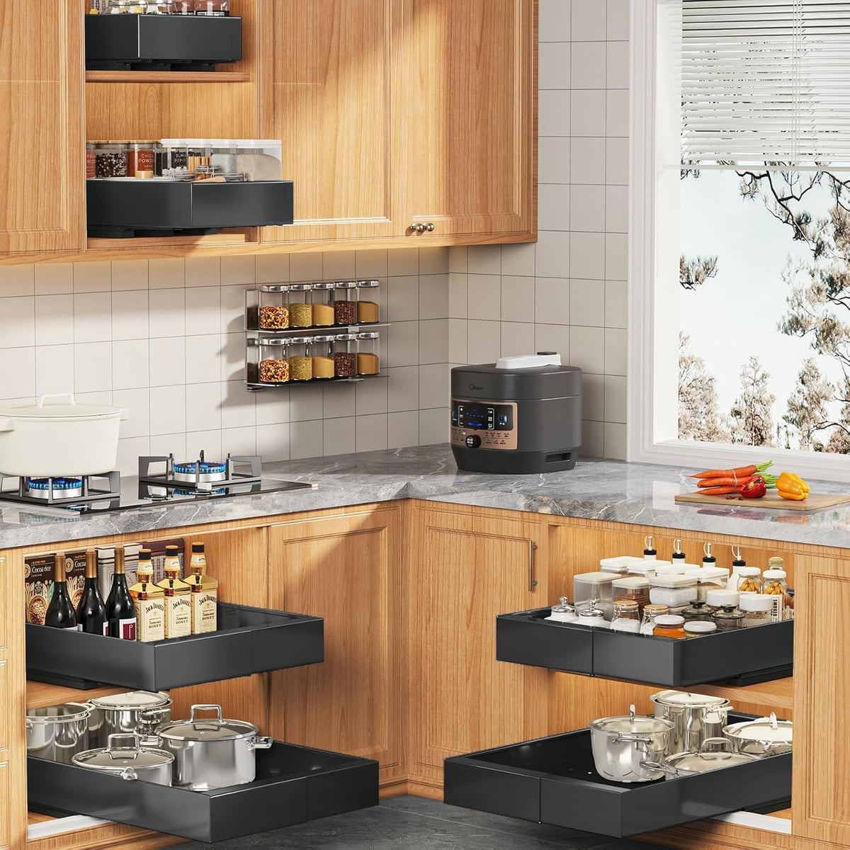 Seinloes 2 Pack Expandable (9"-14") Pull Out Cabinet Organizer 21&q...