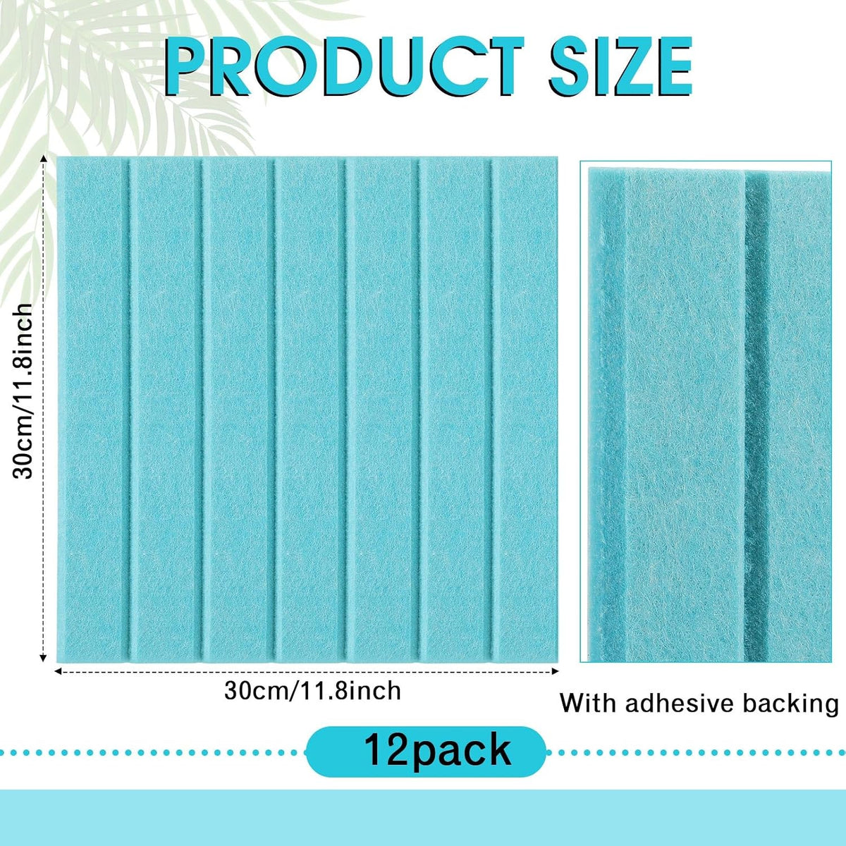 Honoson 12 Pack Felt Bulletin Board Self Adhesive Wall Tiles, Lake Blue
