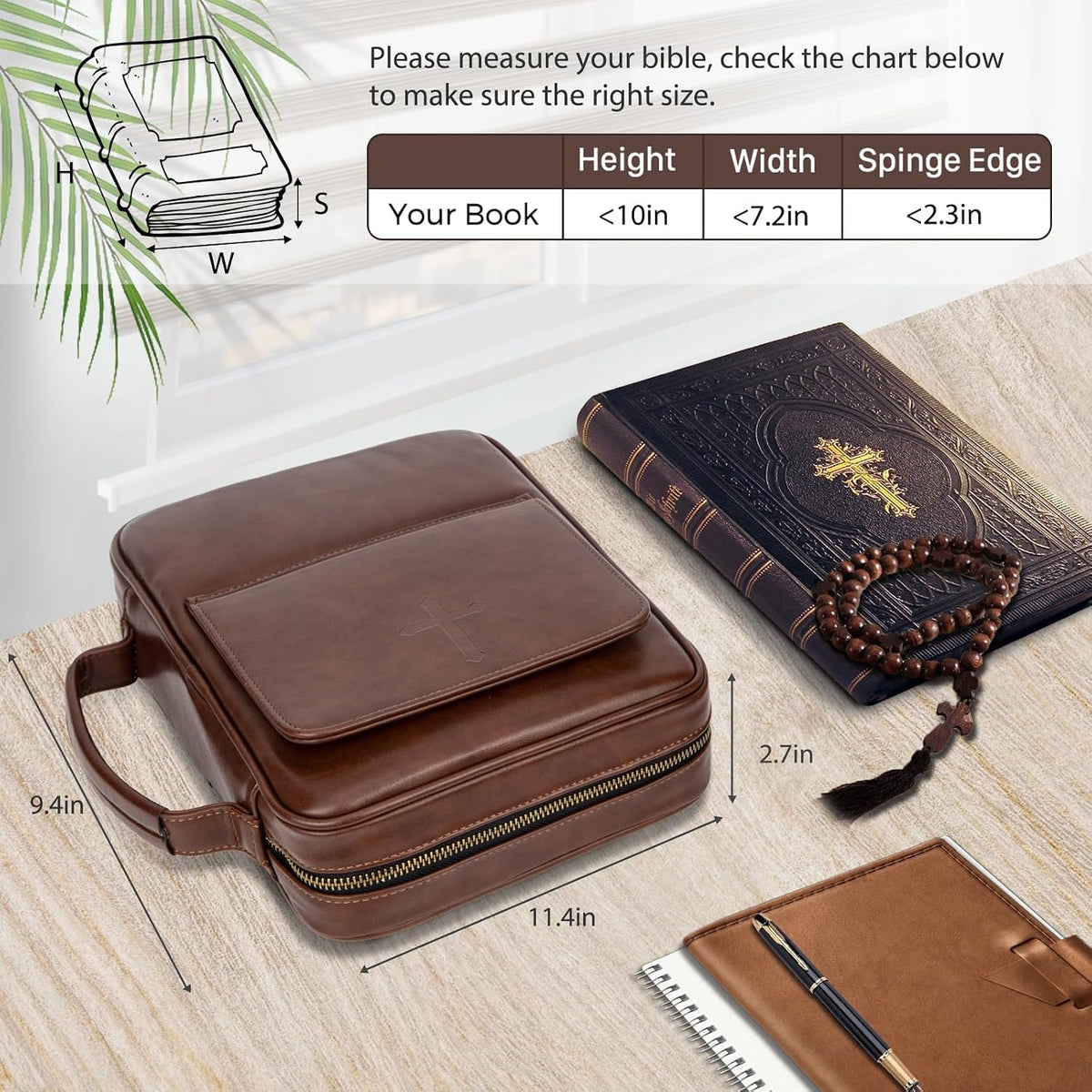 CITYCHASE Bible Covers for Men & Women, Bible Case Carrying Church Bag wi...