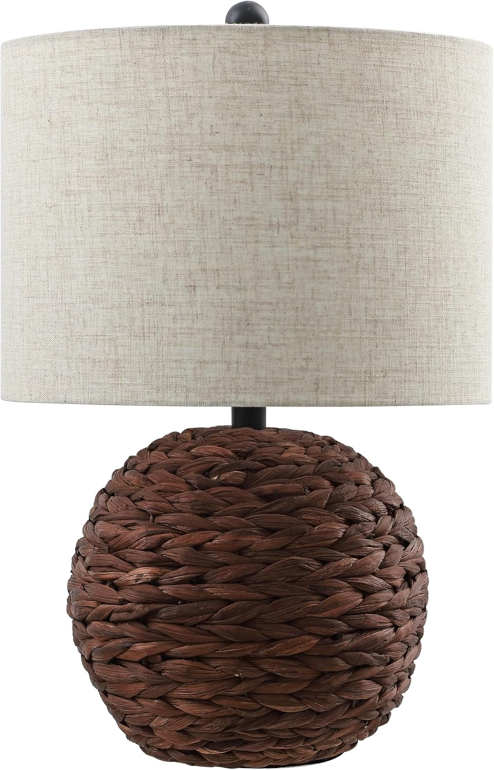 JONATHAN Y Camilo Coastal Woven Rattan Globe Table Lamp 21.5", Dark Brown