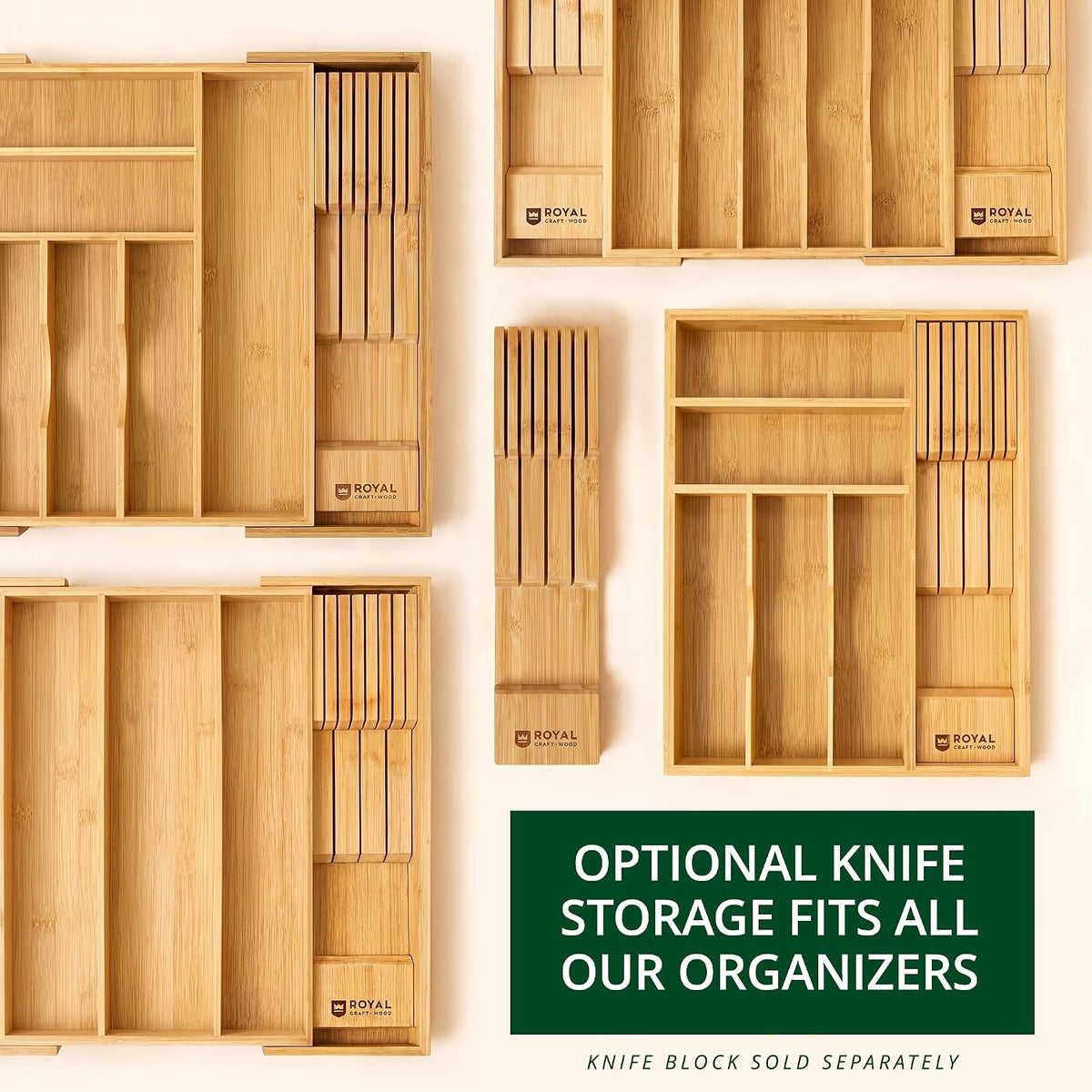 ROYAL CRAFT WOOD Luxury Bamboo Utensil Rack and Silverware Organizer, Kitchen...