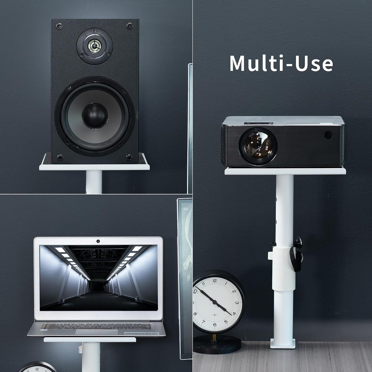 VIVO White Clamp-on 10 x 9 in Speaker Stands, 2 Pack, MOUNT-SP01CW