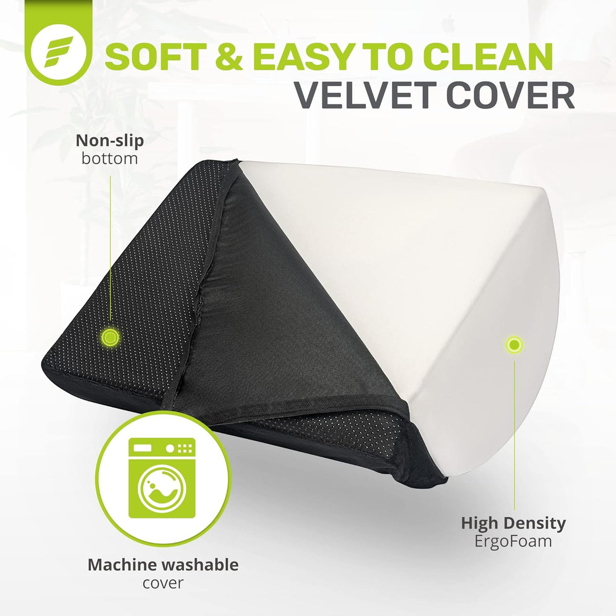 ErgoFoam Ergonomic Foot Rest Under Desk - Premium Velvet Soft Foam Footrest f...