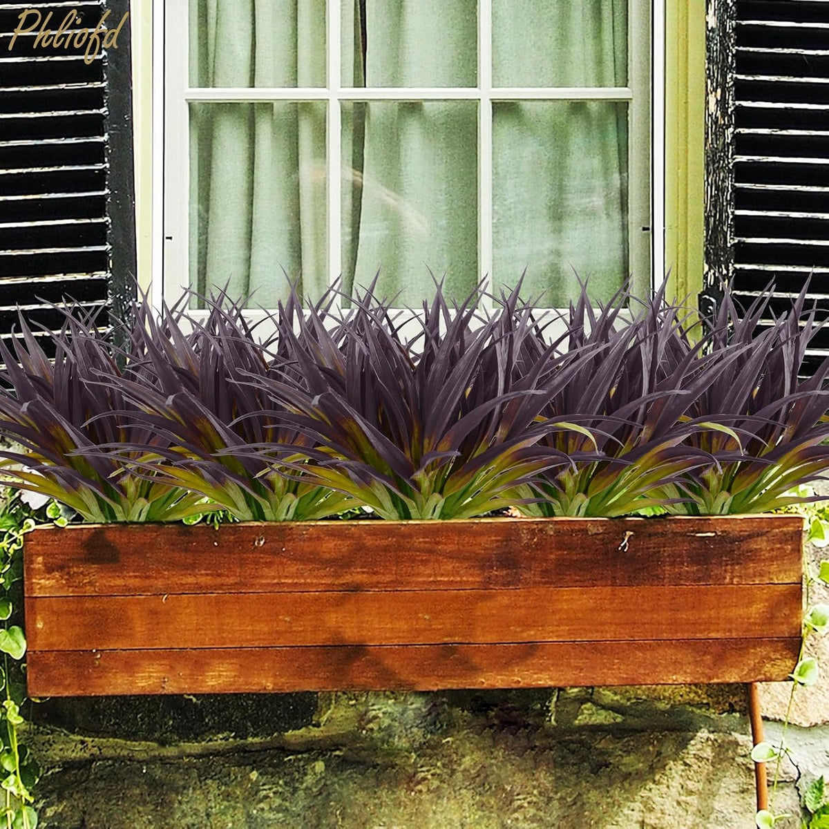 32 Pcs Artificial Grass Fake Grass Plants 17.3in Outdoor Plants UV Resistant ...