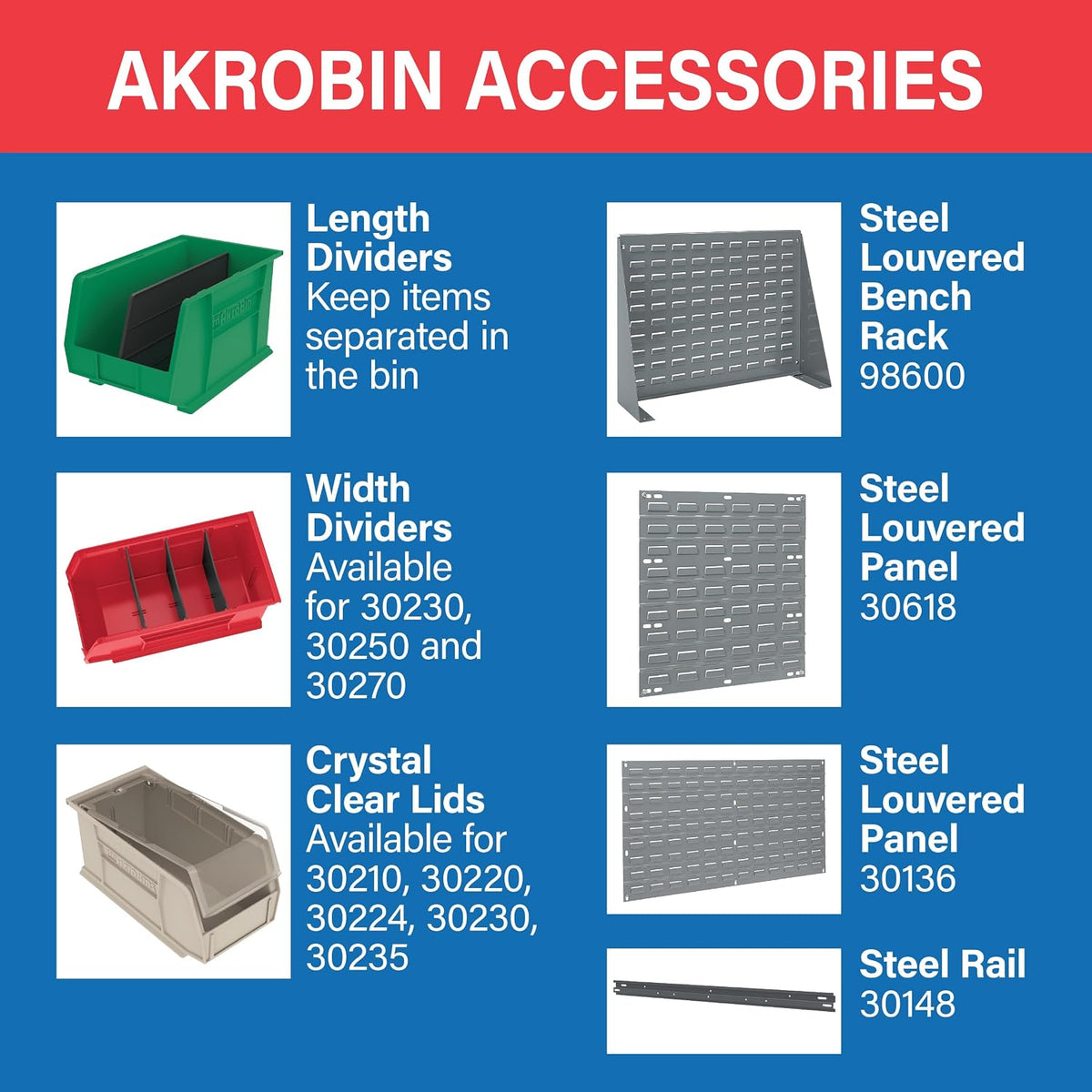 Akro-Mils 30210 AkroBins Plastic Storage Bin Hanging Stacking Containers, (5-...