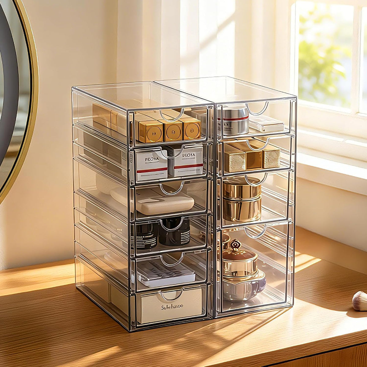 Prsildan Hair Accessories Organizer Acrylic Drawer with 10 Drawers