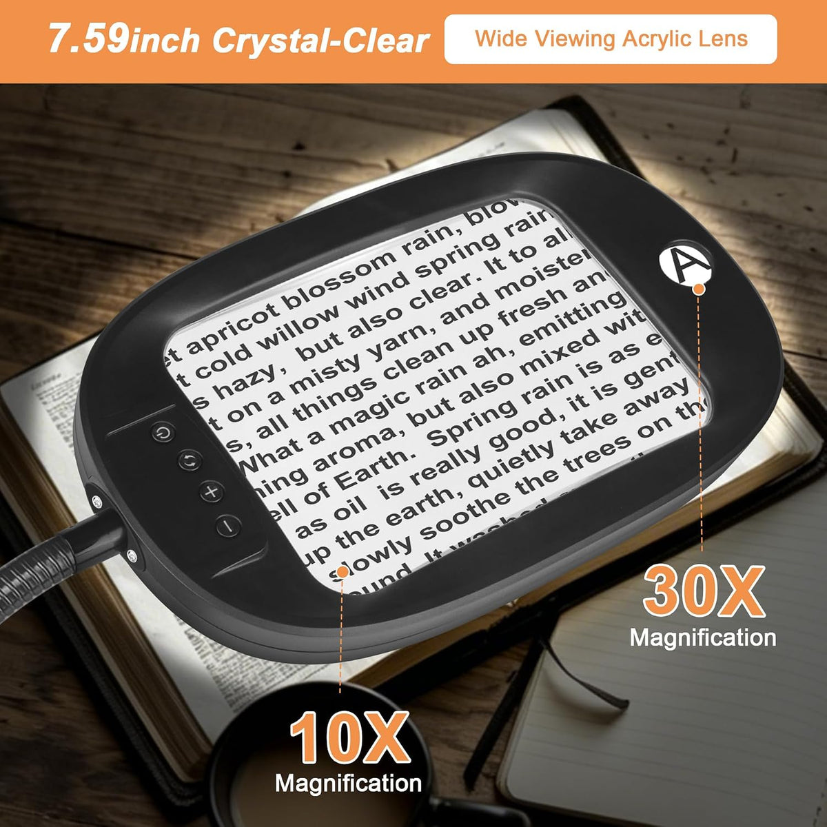10X 30X Floor Magnifying Glass with Light and Stand