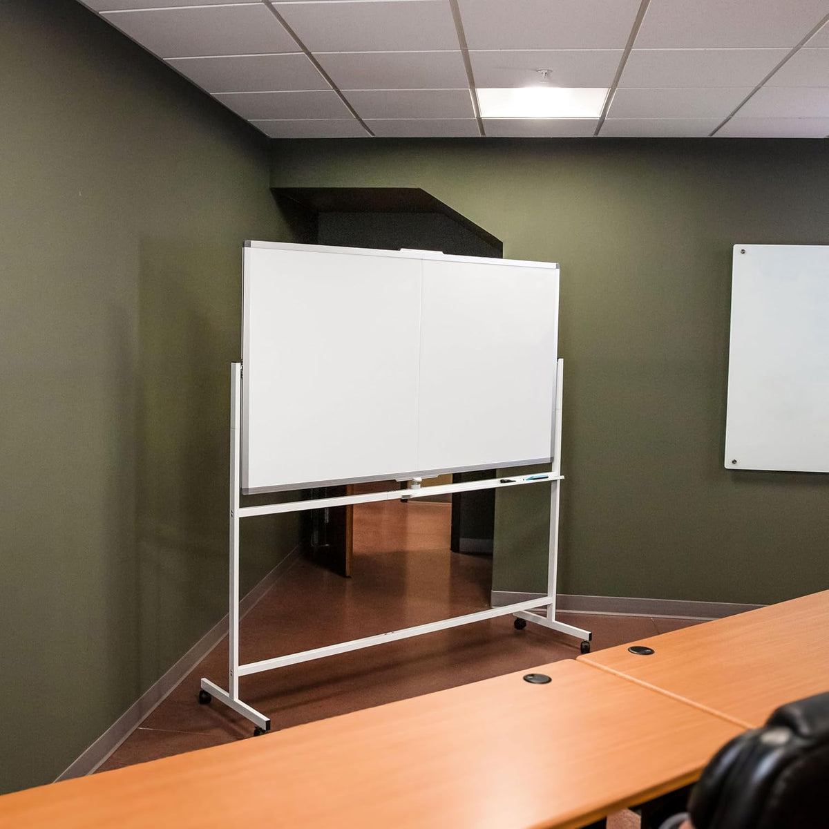 Sunnydaze Rolling Magnetic Whiteboard - 68" x 37" Double-Sided Dry ...