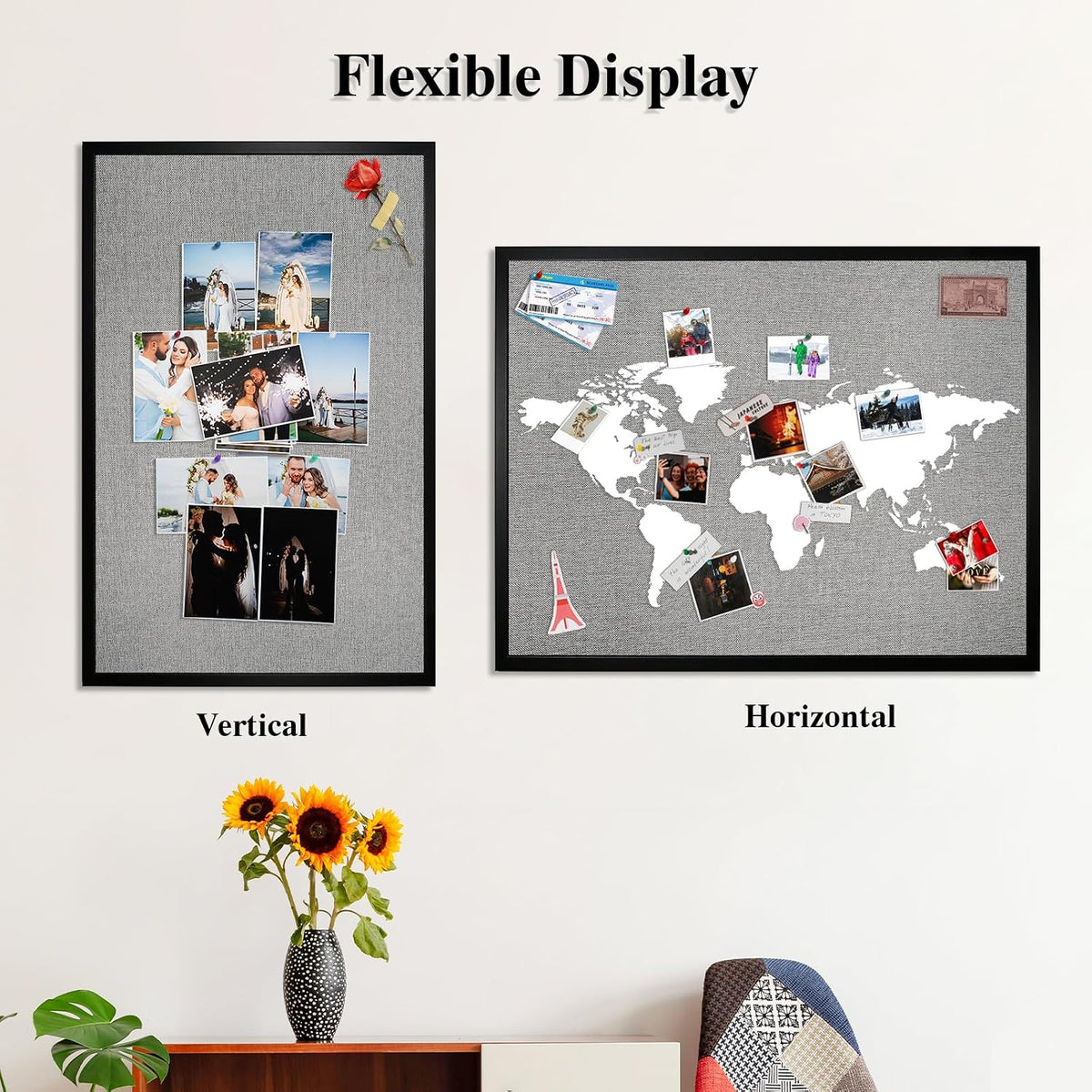 Bulletin Board 36x24 Inch Wood Framed Corkboard for Office(2 Pack)