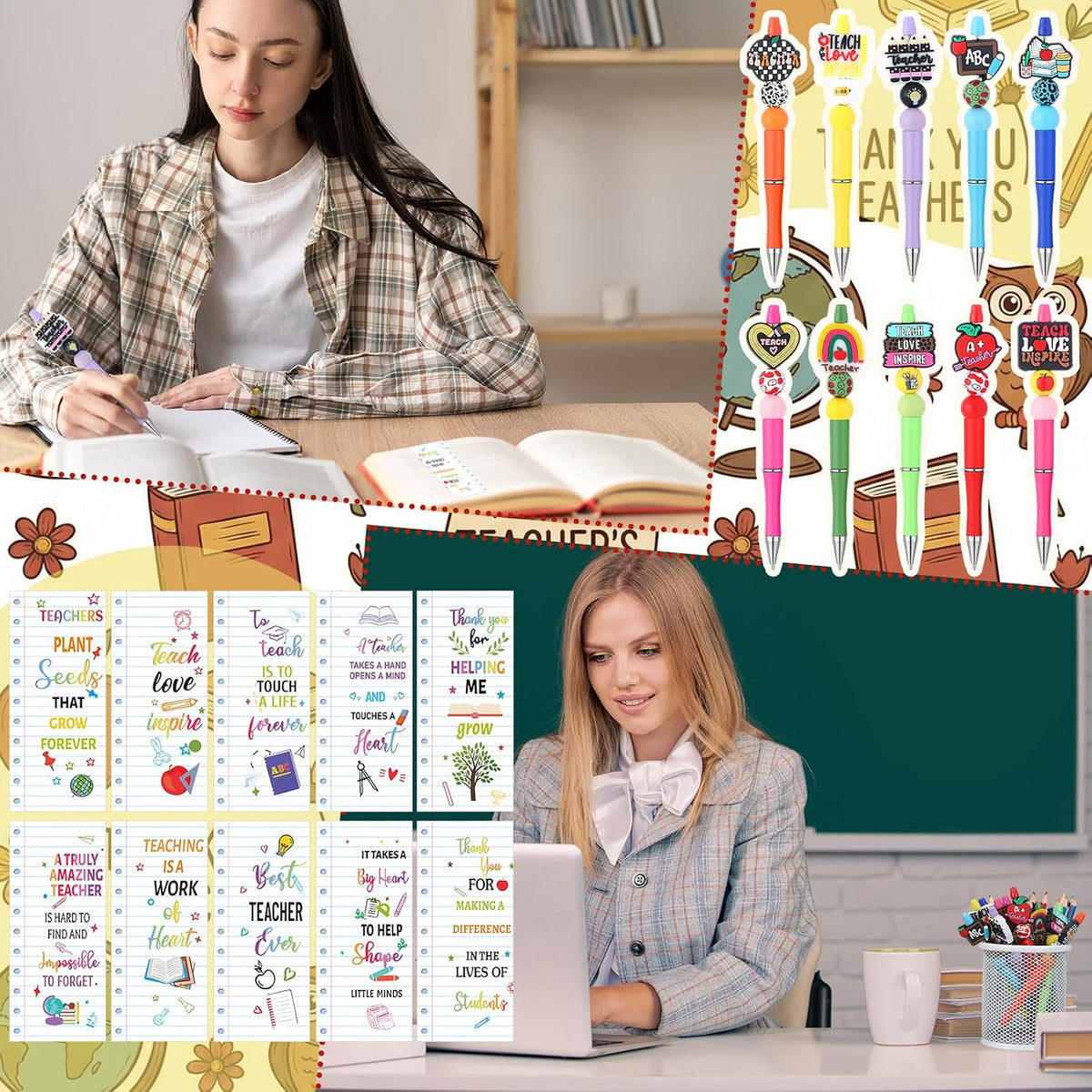 50 Sets Teacher Pen Kits: Teacher DIY Refillable Beadable Pens Set