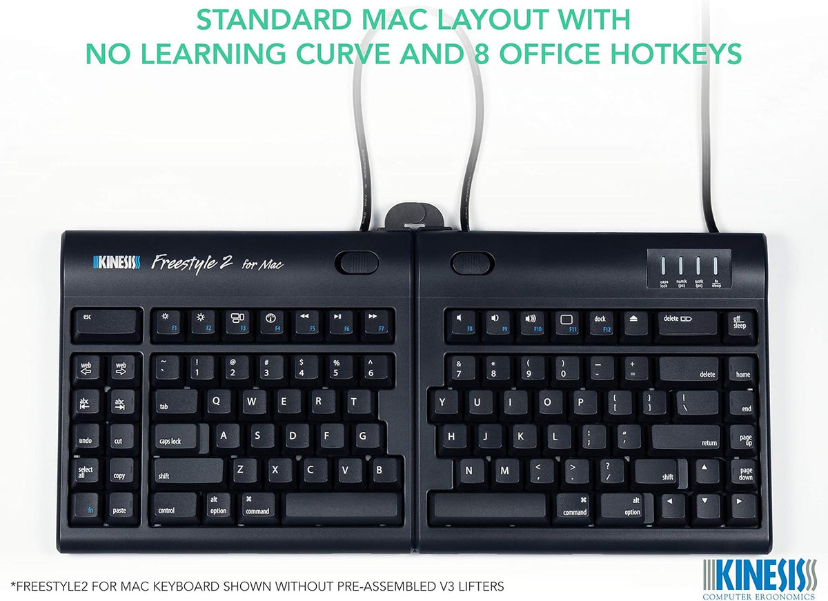 KINESIS Freestyle2 Ergonomic Keyboard w/ VIP3 Lifters for Mac (9" Separa...