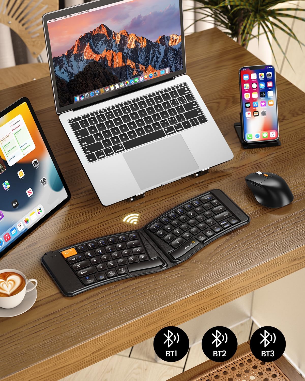 ProtoArc XKM03 Ergonomic Foldable Keyboard Mouse for Business and Travel