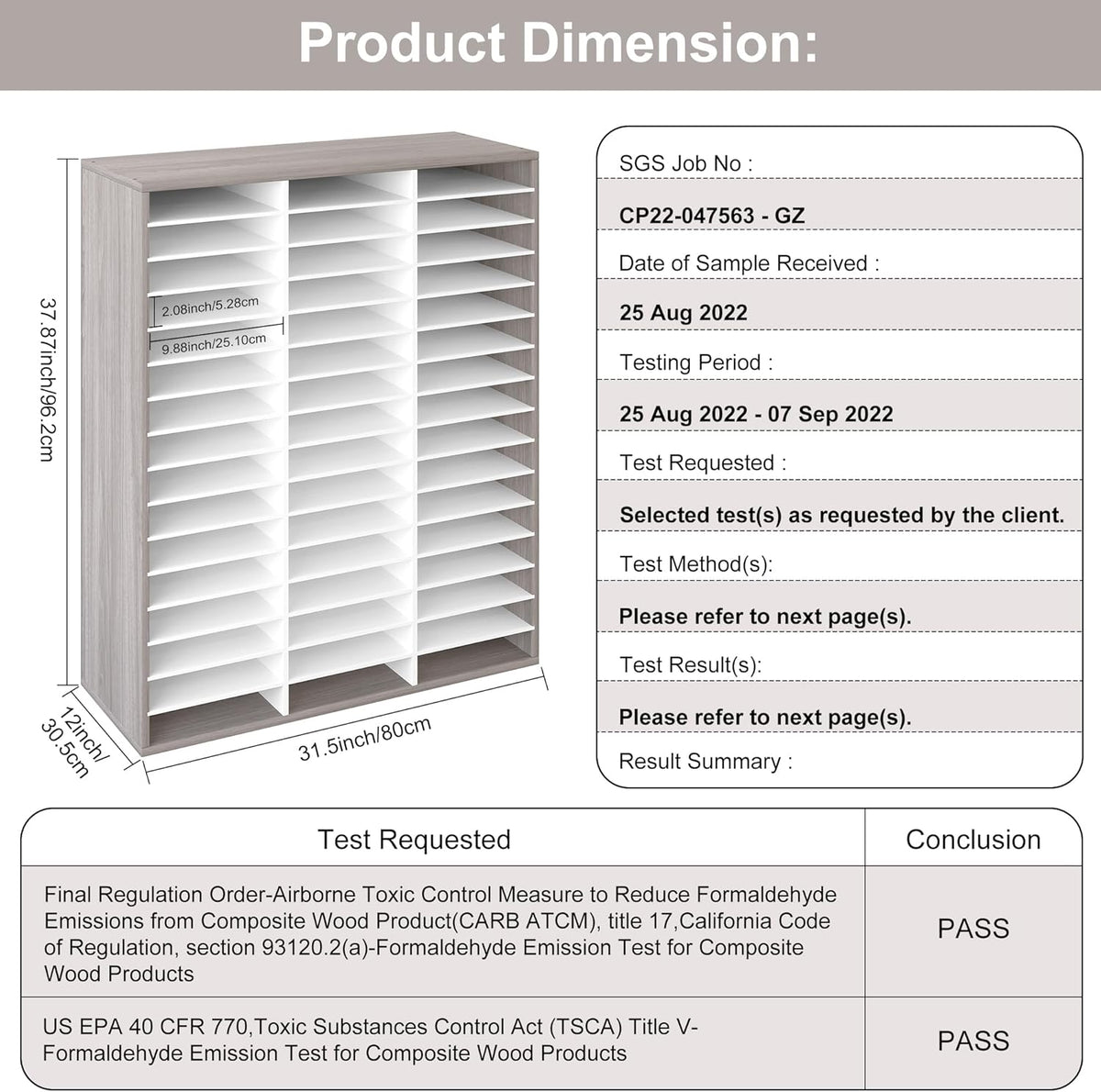 EasyPAG Wooden Literature Organizer with Adjustable Shelves, 48 Compartments ...