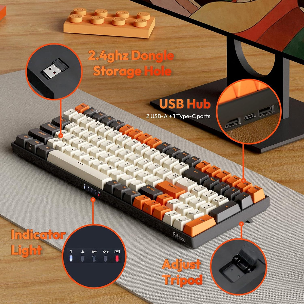 RK ROYAL KLUDGE RK100 Wireless Mechanical Keyboard RGB Backlit Bluetooth5.1/2...