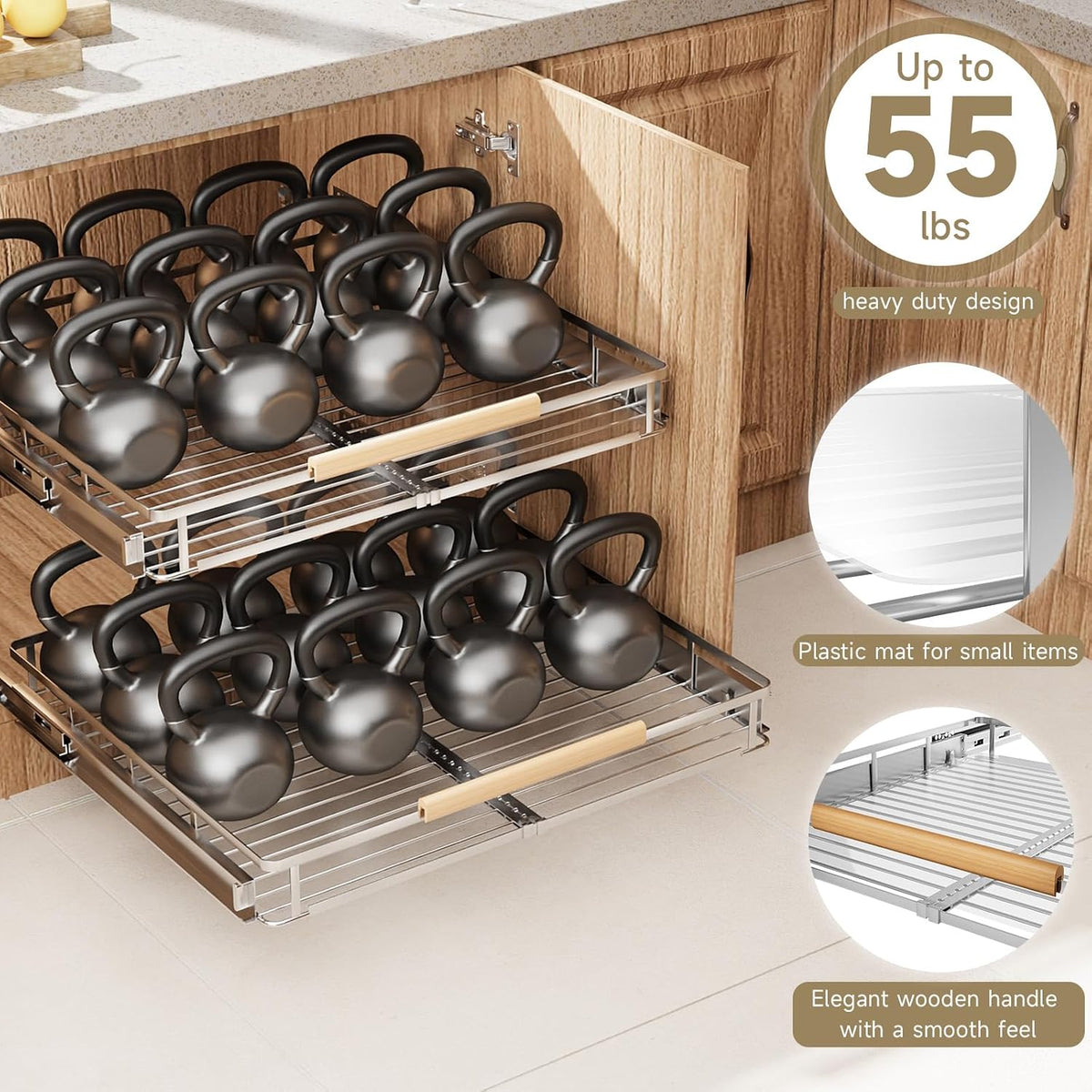 11.8~18"x17.3" Pull Out Cabinet Organizer,2Pack Expandable Sliding ...