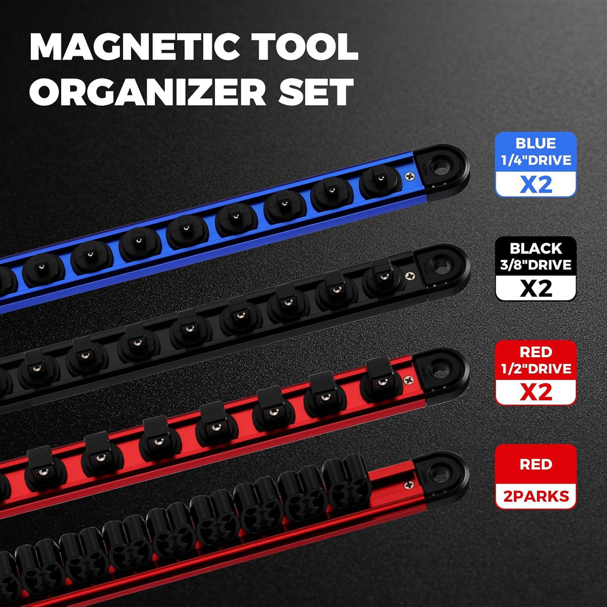Mayouko 8-Piece Magnetic Socket Organizer and Magnetic Screwdriver Organizer ...