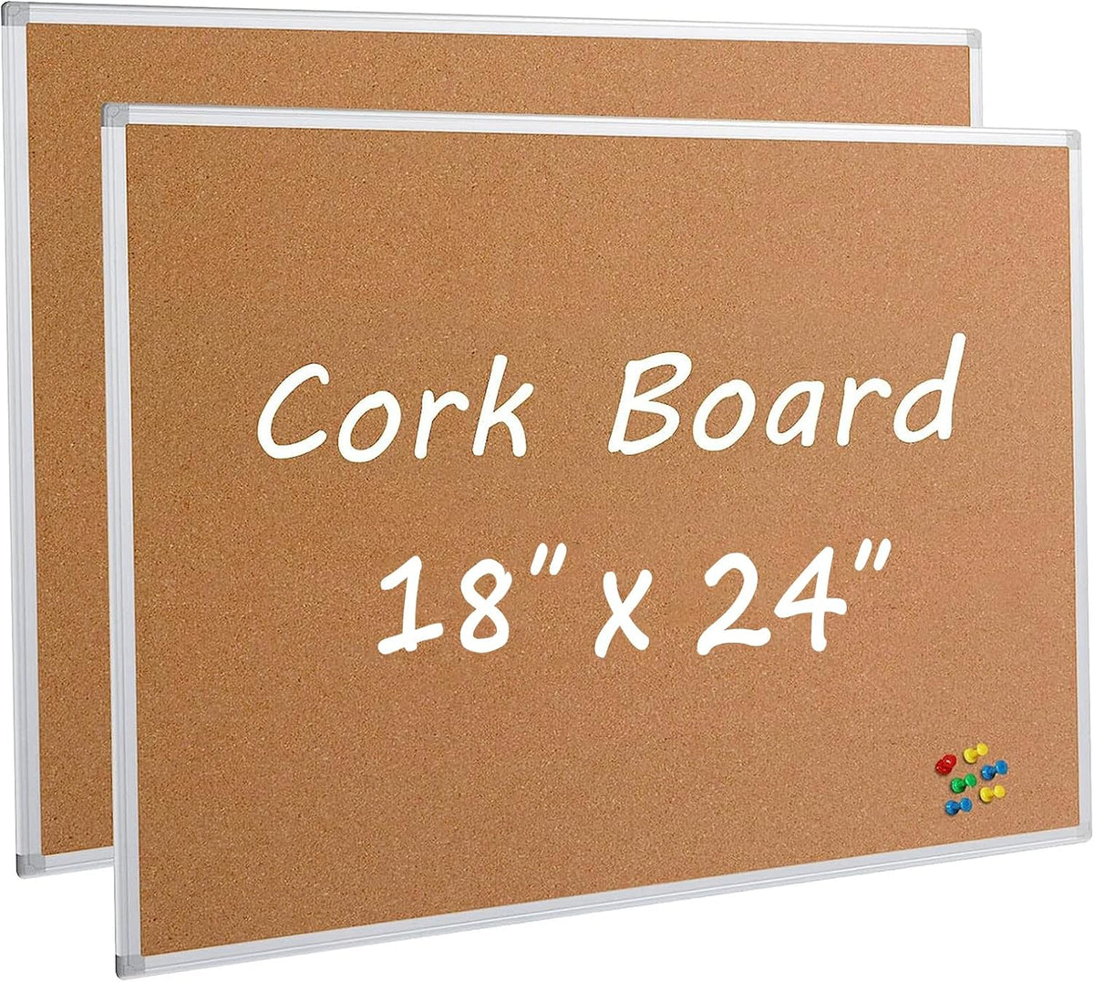2-Pack Cork Board Bulletin Board 24 x 18, Silver Aluminium Framed Corkboard, ...