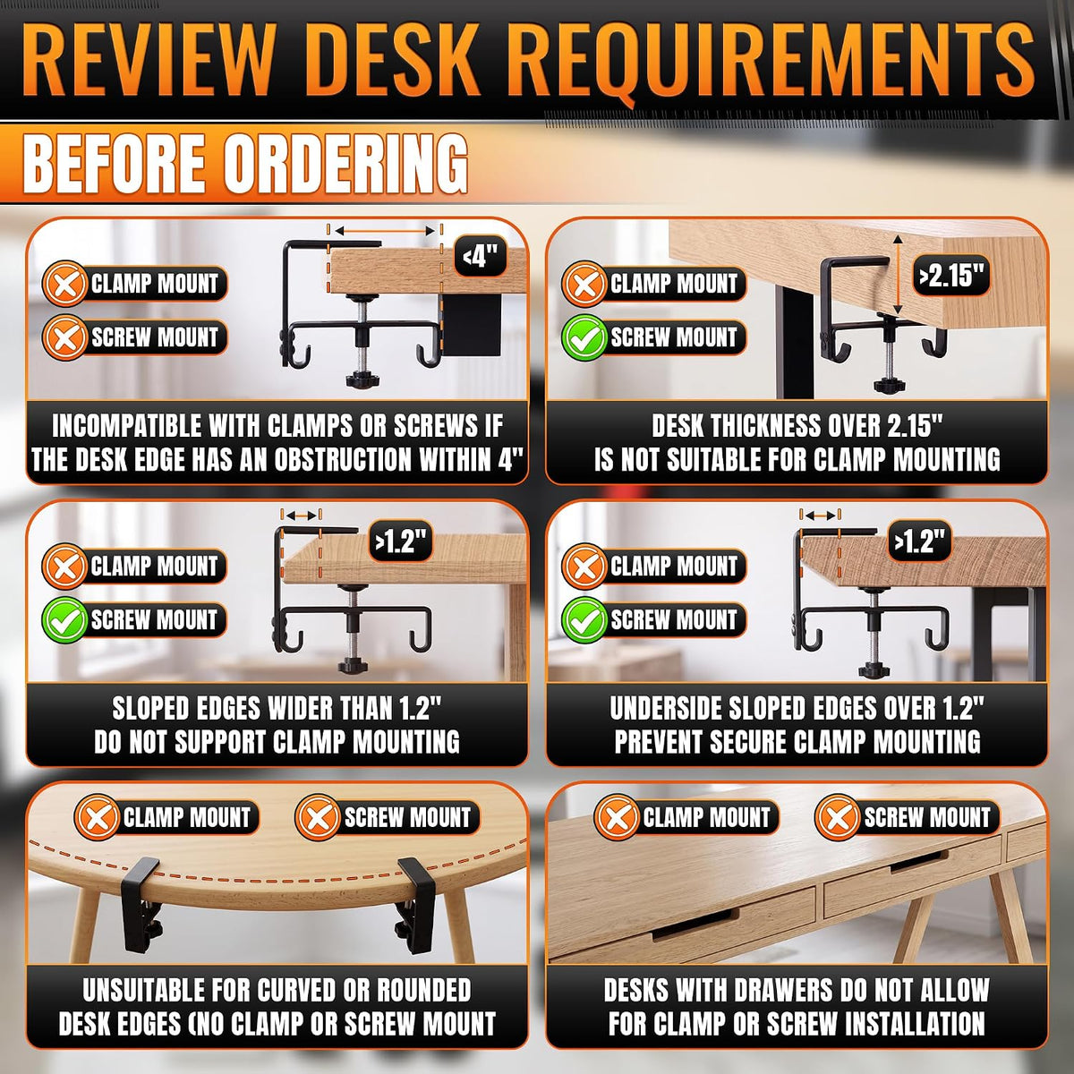 Under Desk Cable Management Tray 48" — No Drill Clamp-On Cord Organizer ...