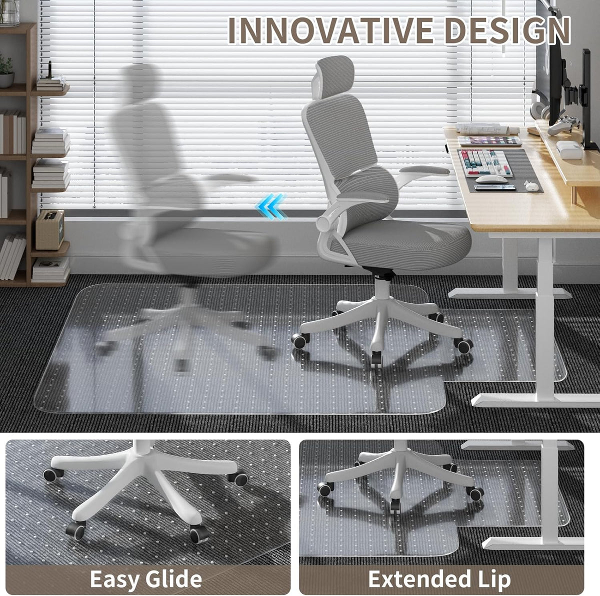 Office Chair Mat for Low Pile Carpet, 48"x60" Clear Smooth Glide wi...