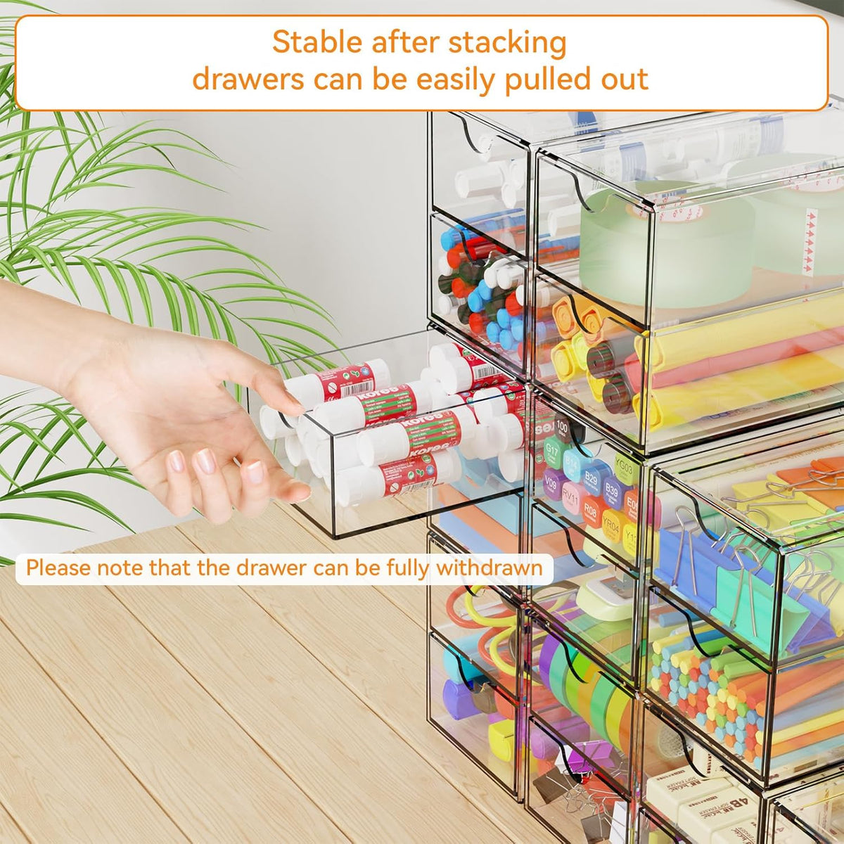 Yieach 9 Pack Small Acrylic Drawers With 18 Drawers,Clear Drawer Organizers S...