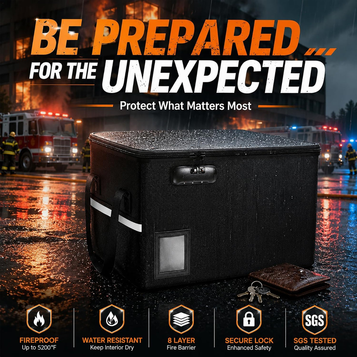 File Box with Lock 5200°F with Heat Insulated, Large Fireproof Box File Stora...